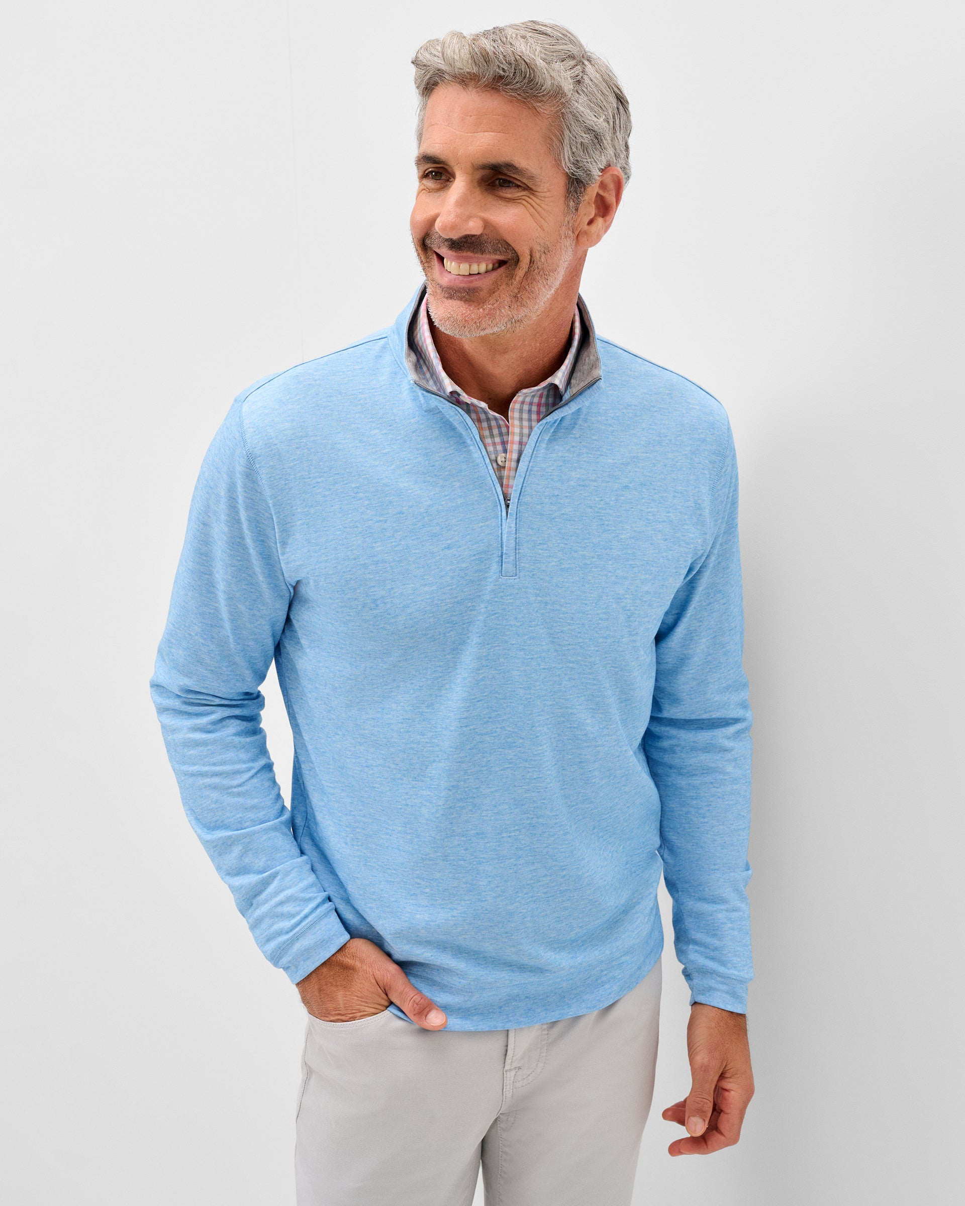Johnnie-O Pircio Dri-Release Heathered 1/4 Zip Pullover, Macaw
