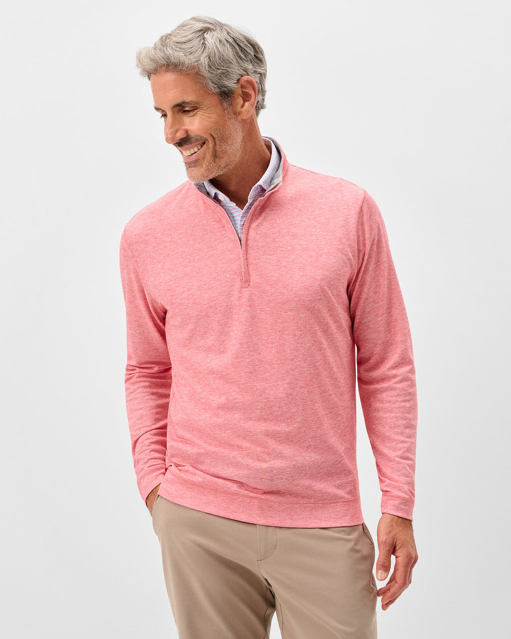 Johnnie-O Pircio Dri-Release Heathered 1/4 Zip Pullover, Serrano