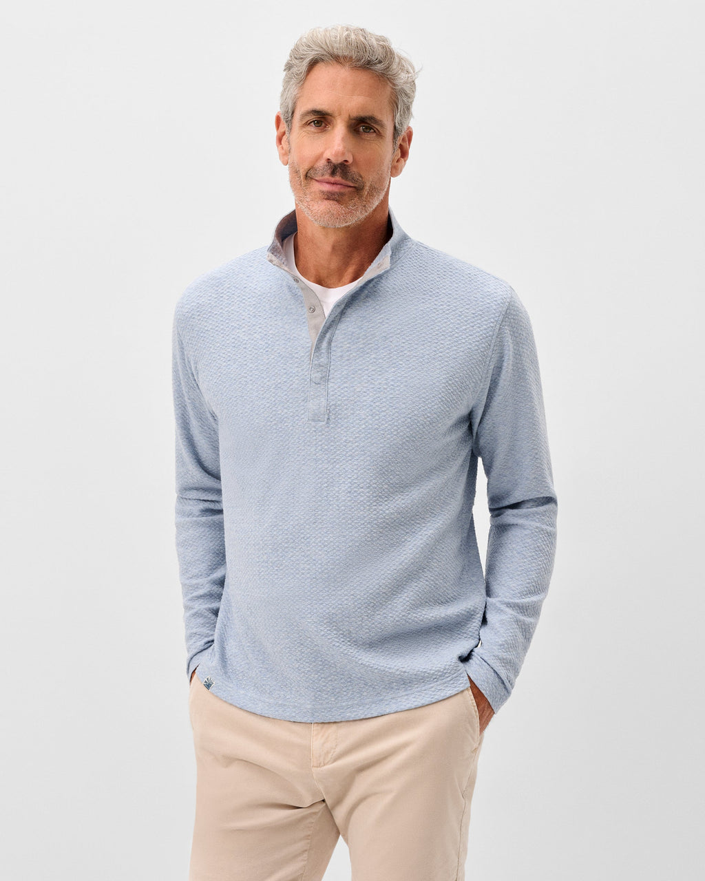 Johnnie-O Ransel Hidden Snap Pullover, Maliblu