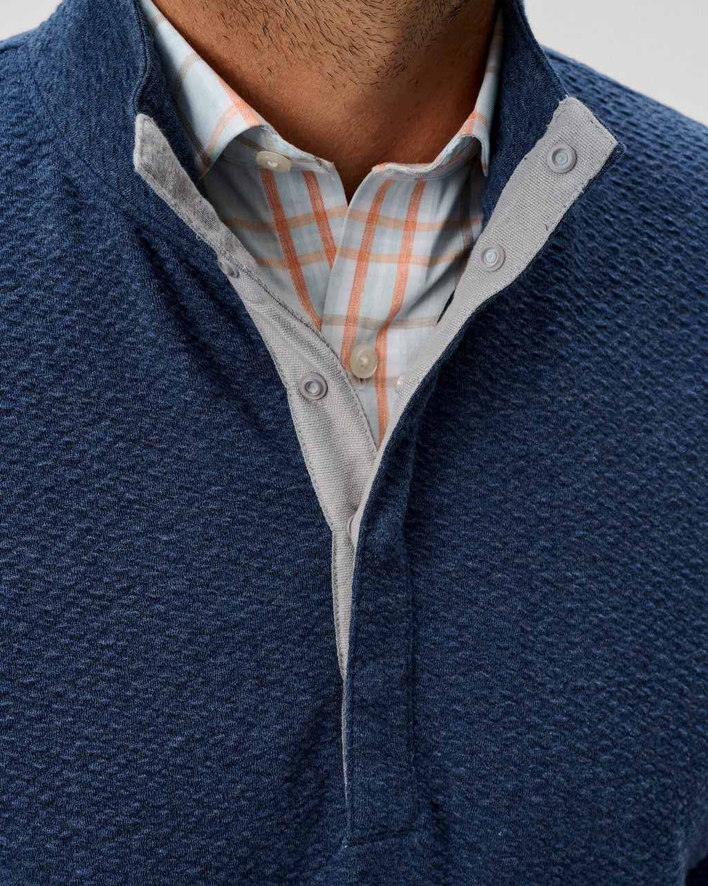 Johnnie-O Ransel Hidden Snap Pullover, Navy