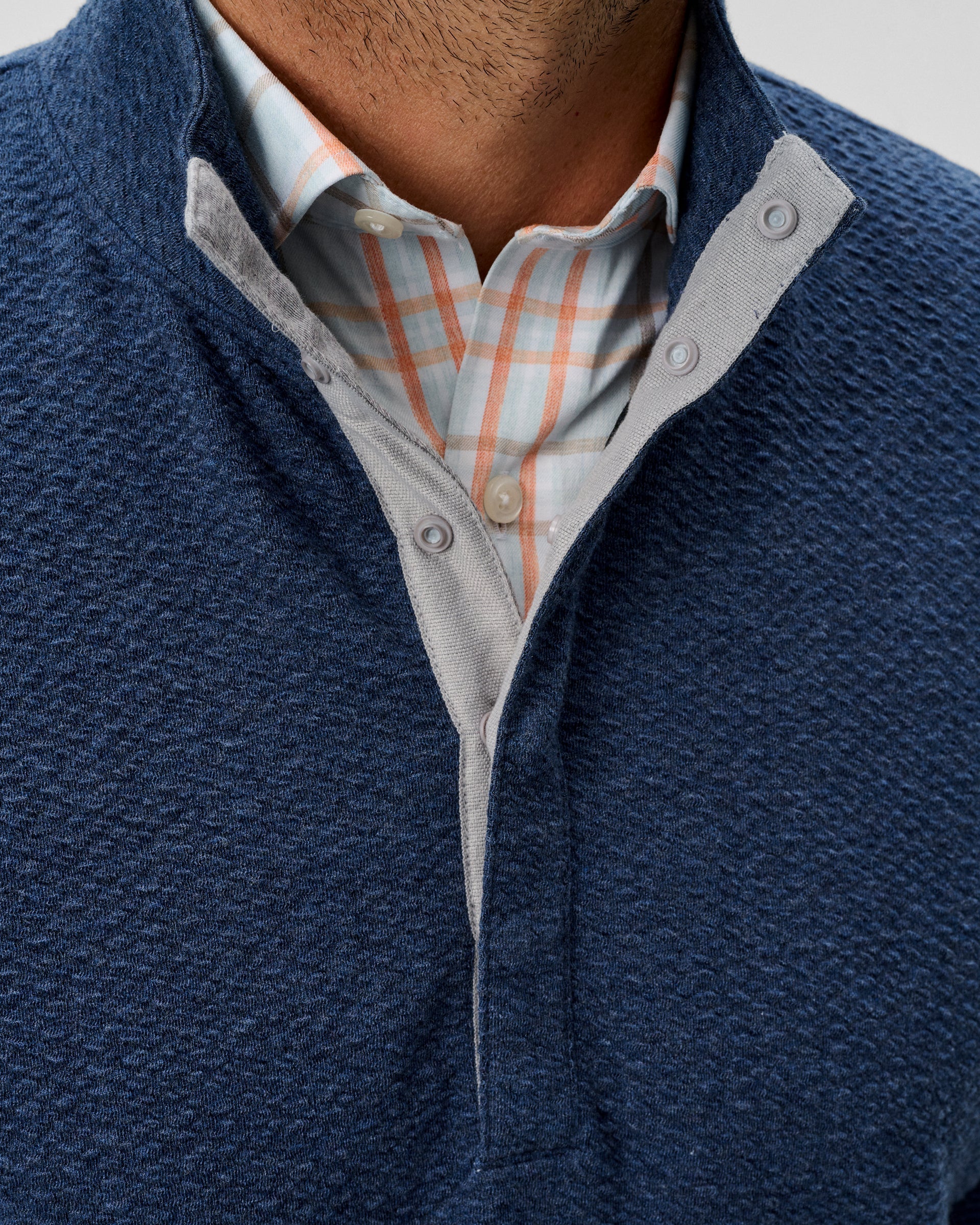 Johnnie-O Ransel Hidden Snap Pullover, Navy