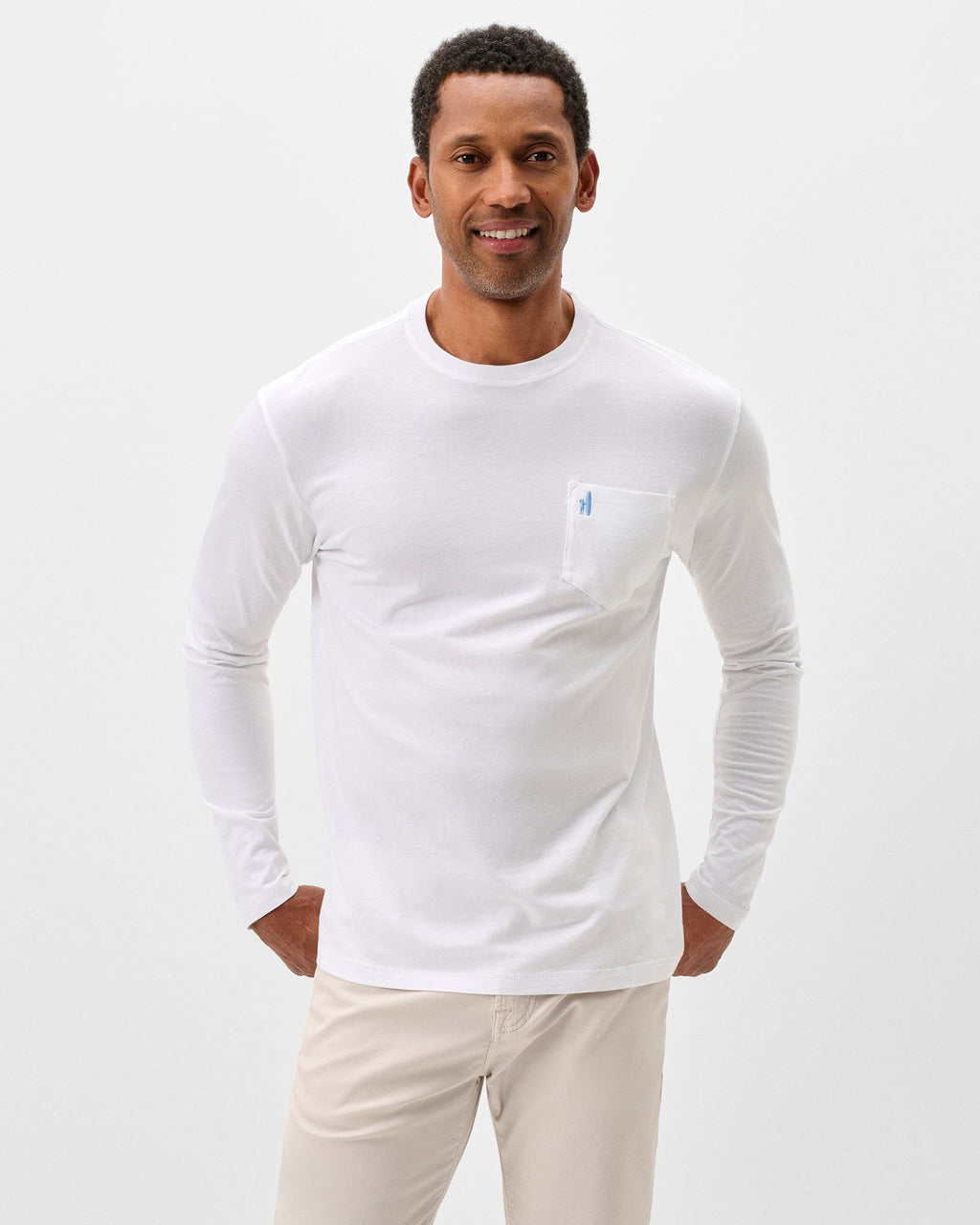 Johnnie-O Brennan Long Sleeve Cotton Blend T-Shirt, White