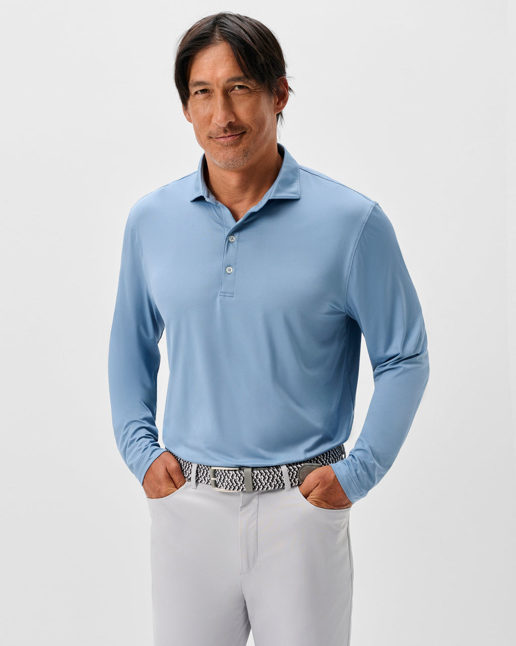 Johnnie-O Featherweight Long Sleeve Performance Polo - Swing, Carbon Fiber