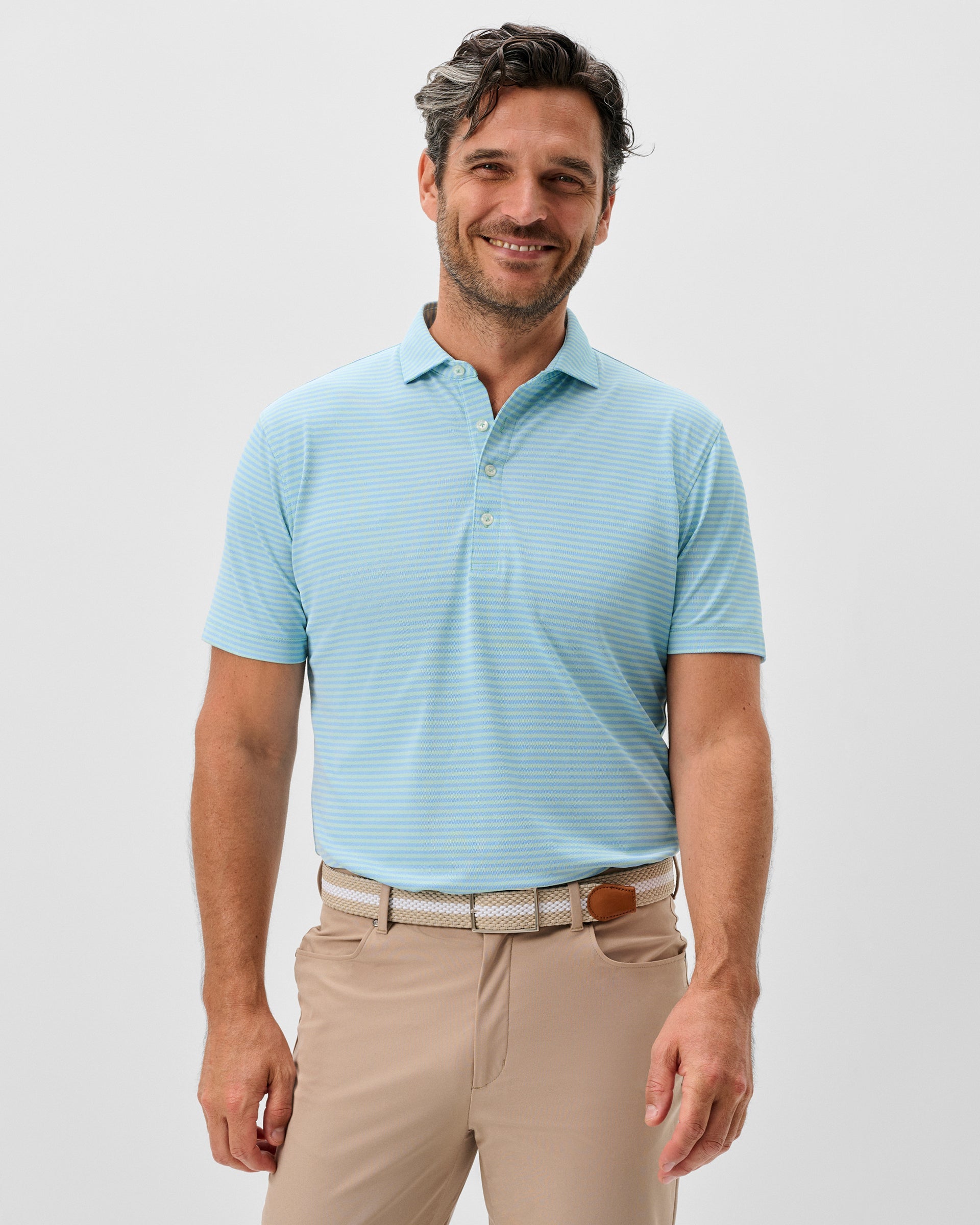 Johnnie-O Performance Mesh Polo - Stetson Stripe, Macaw
