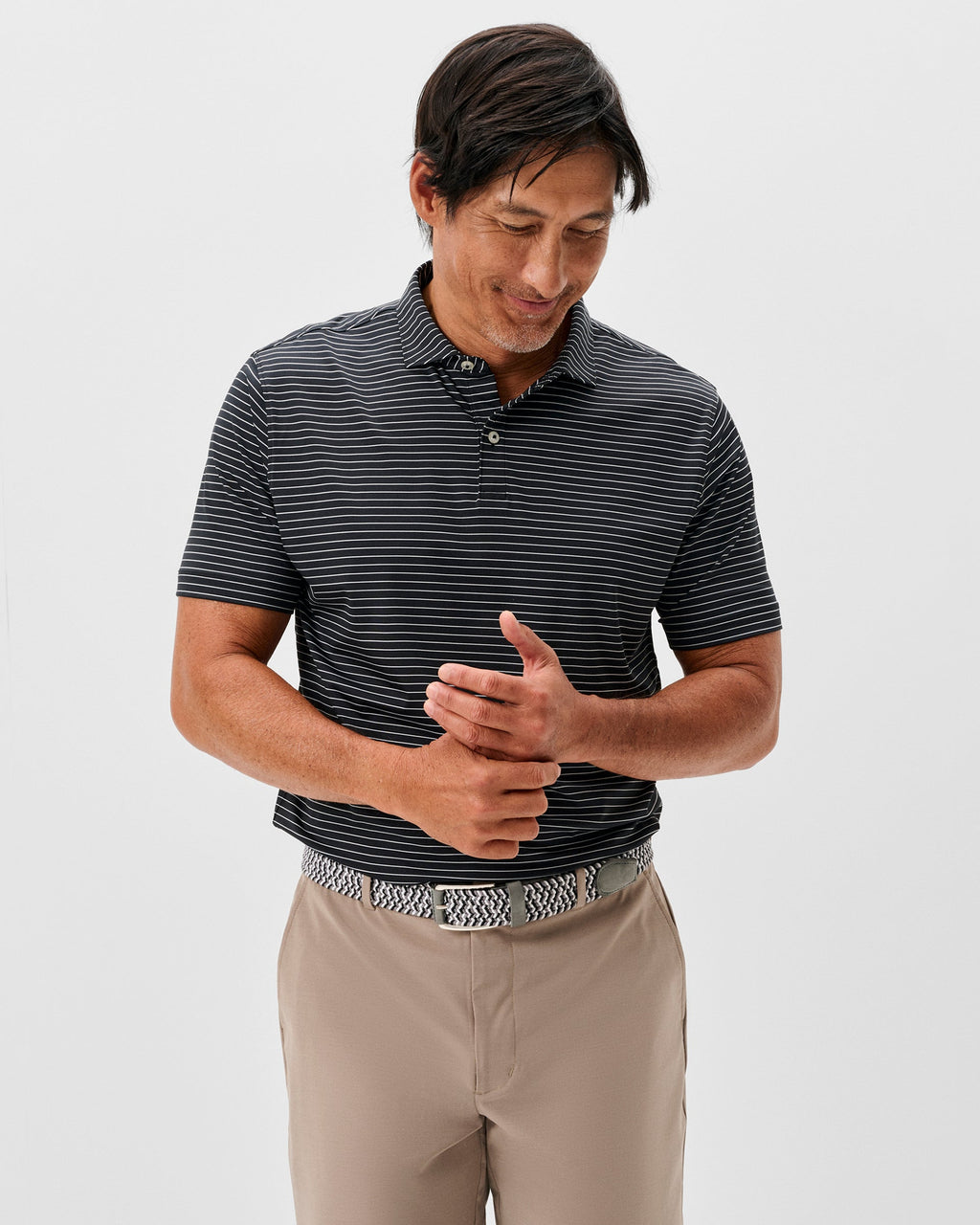 Johnnie-O Performance Jersey Polo - Beau Stripe, Black