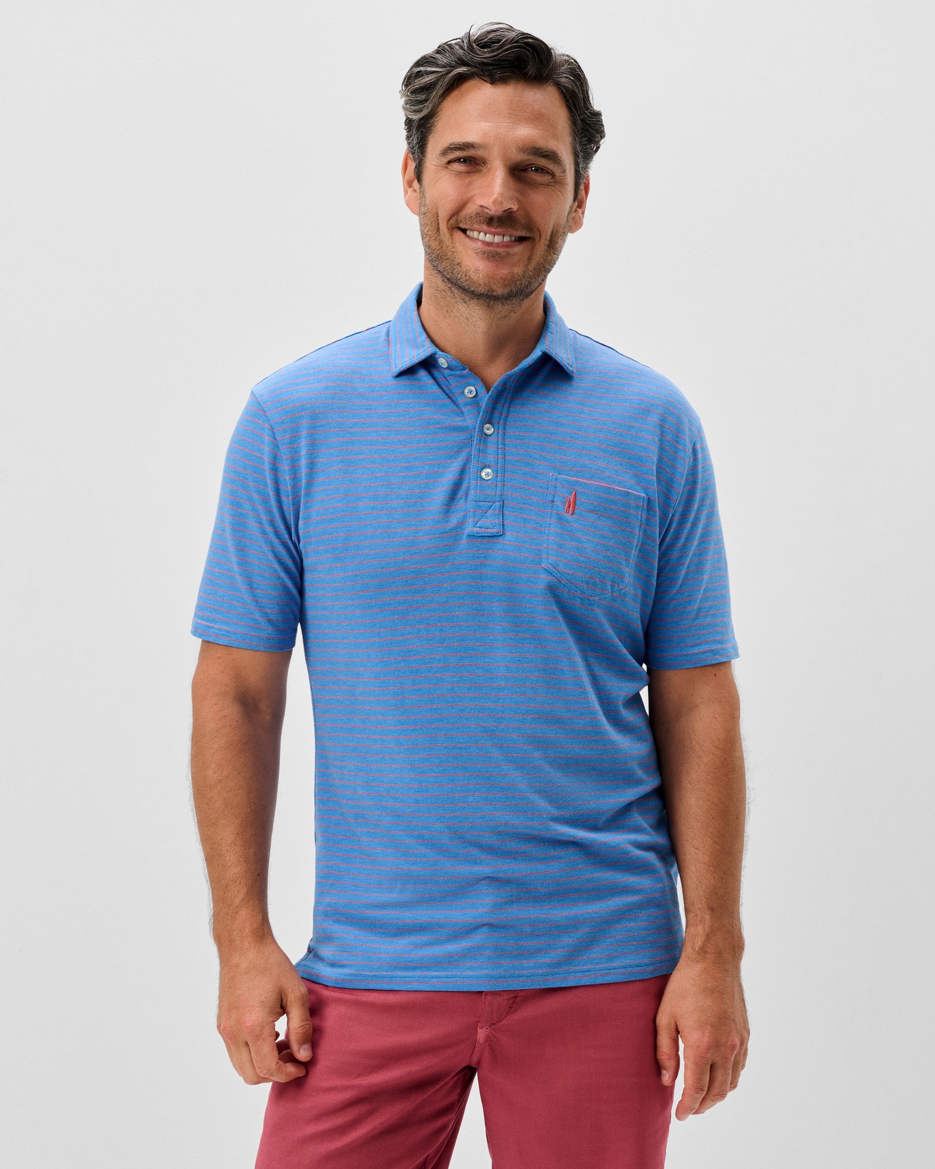 Johnnie-O Original 4-Button Polo - Ryan Stripe, Venice Blue
