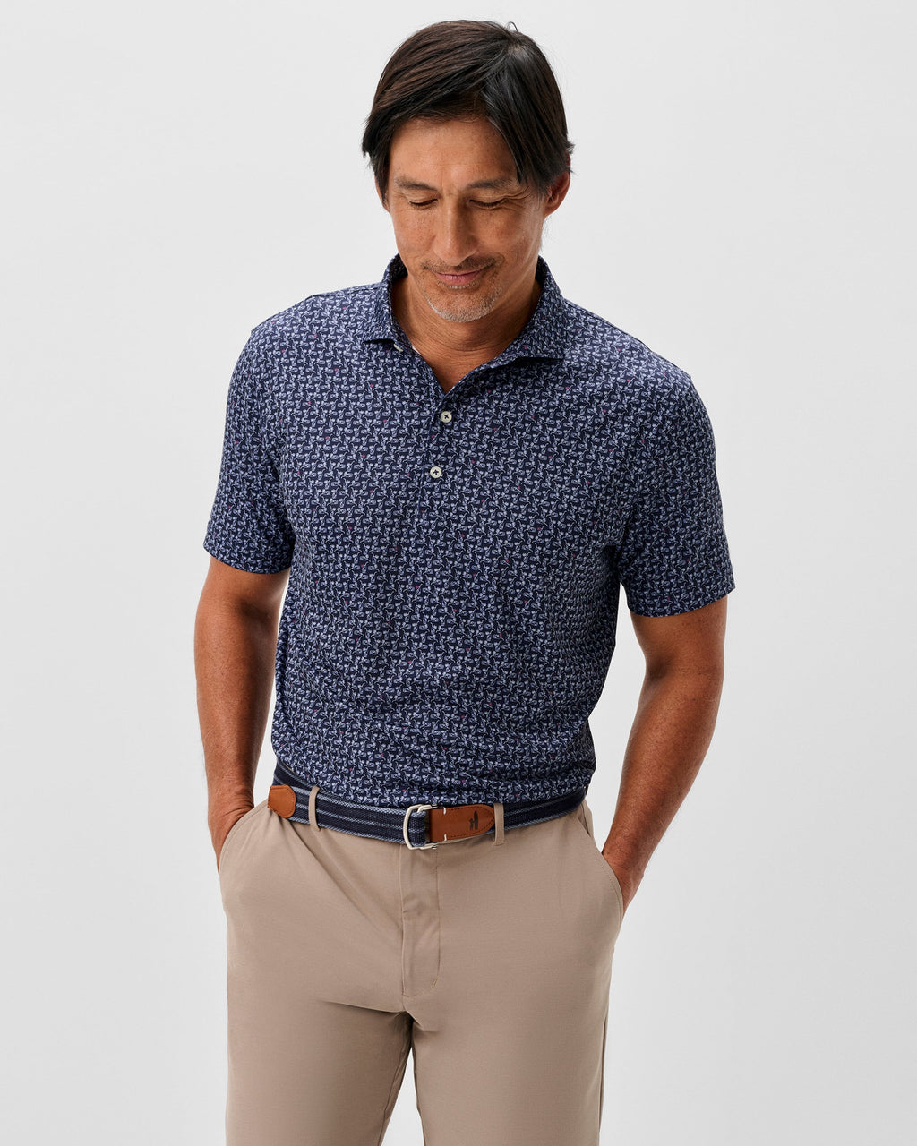 Johnnie-O Performance Jersey Polo - Minty, Navy