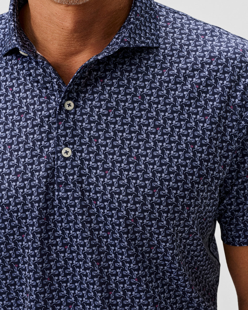 Johnnie-O Performance Jersey Polo - Minty, Navy