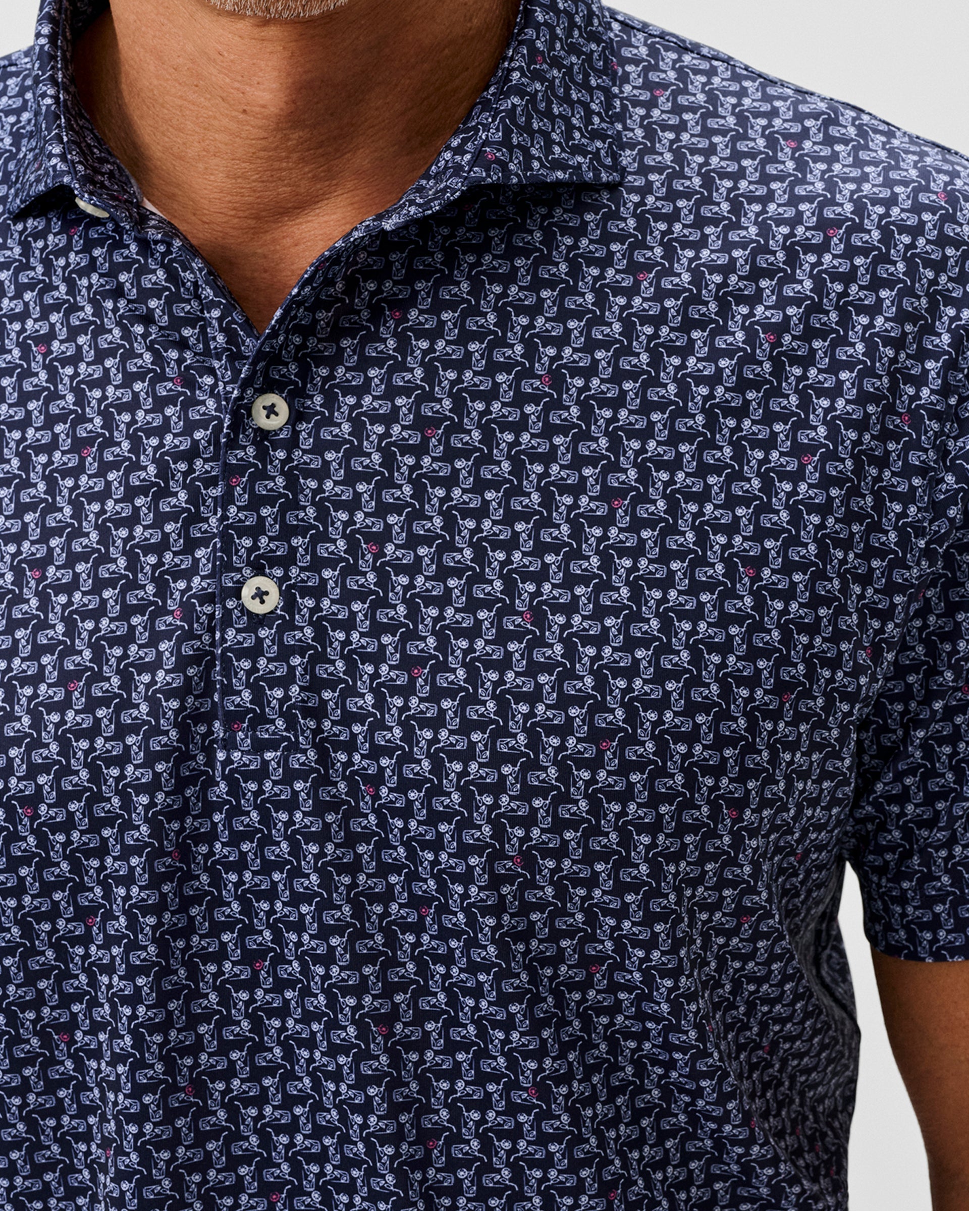 Johnnie-O Performance Jersey Polo - Minty, Navy