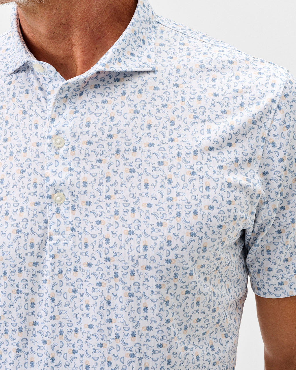 Johnnie-O Performance Jersey Polo - Cabana Bar, Carbon Fiber