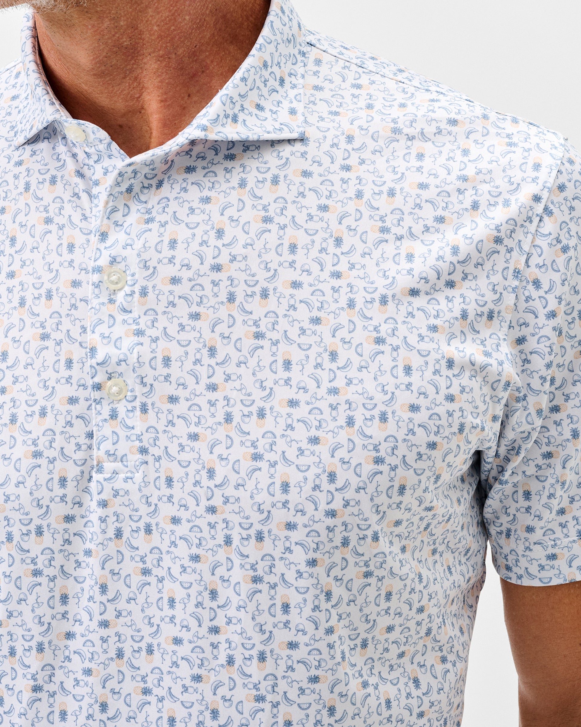 Johnnie-O Performance Jersey Polo - Cabana Bar, Carbon Fiber