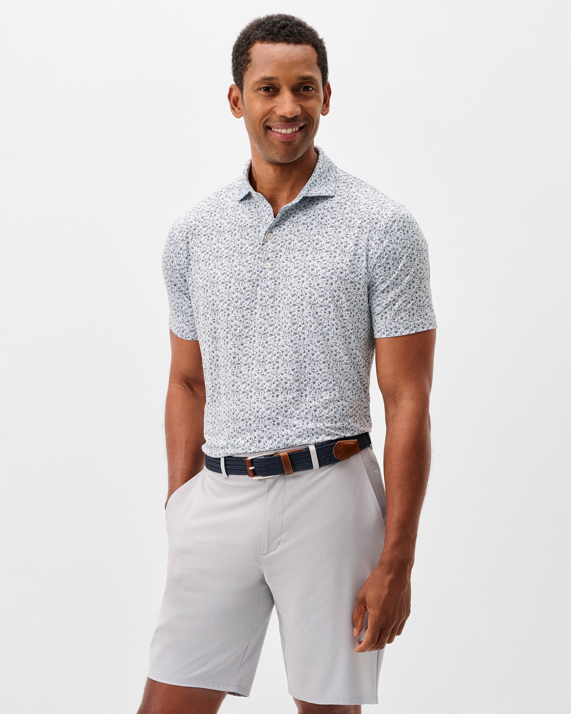 Johnnie-O Featherweight Performance Polo - Marietta, Heather Black