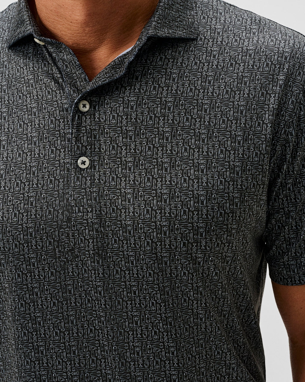 Johnnie-O Featherweight Performance Polo - Popping Tops, Black
