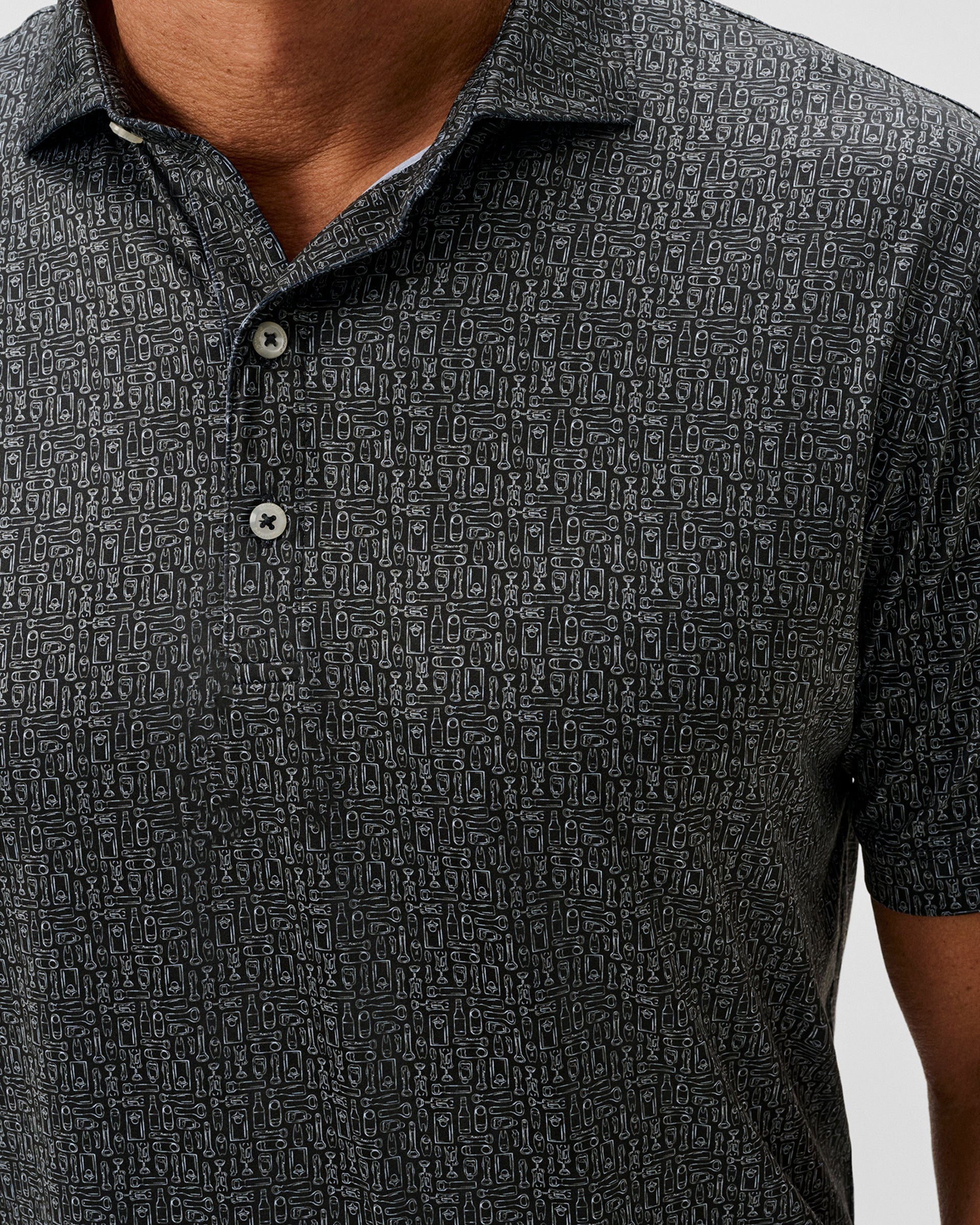 Johnnie-O Featherweight Performance Polo - Popping Tops, Black