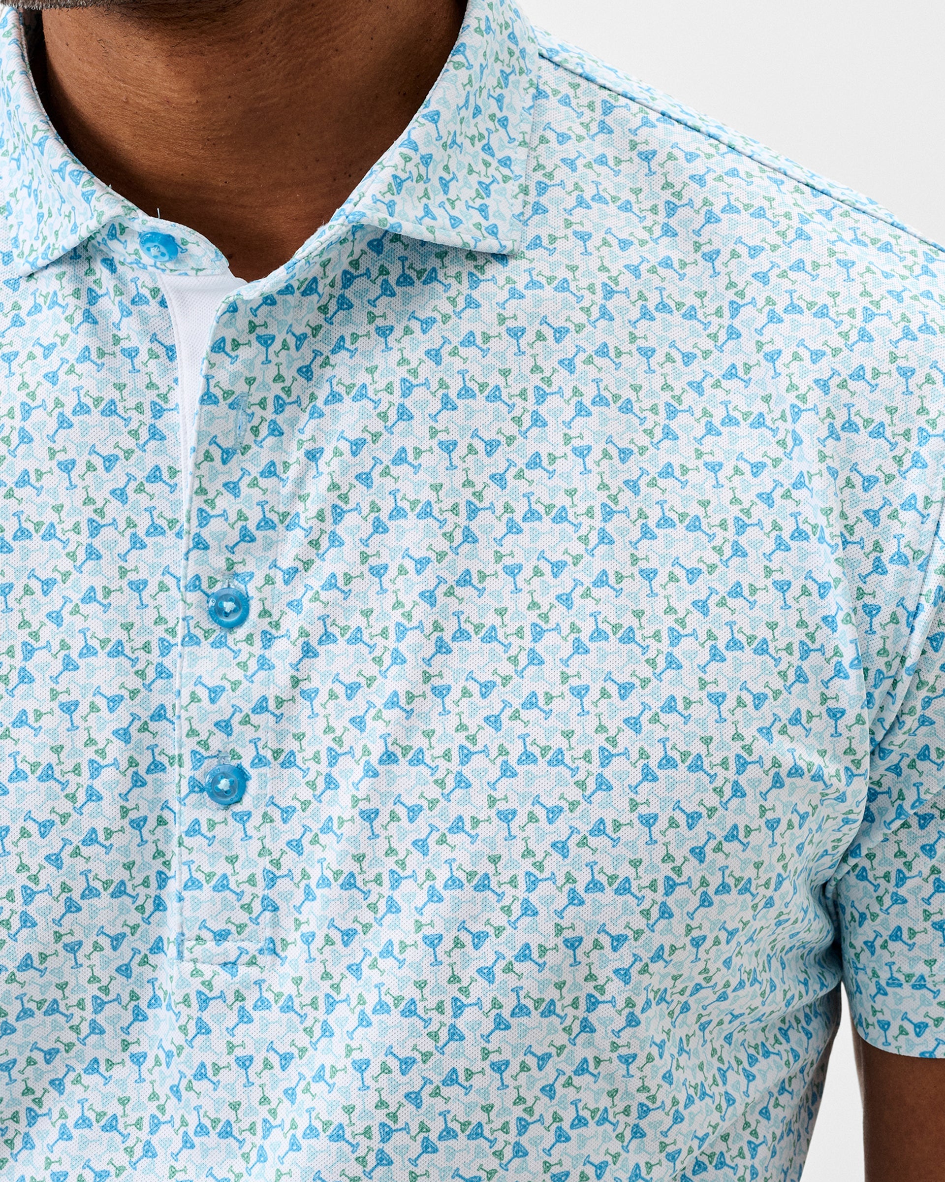 Johnnie-O Performance Mesh Polo - Cocktail Time, Dolphin