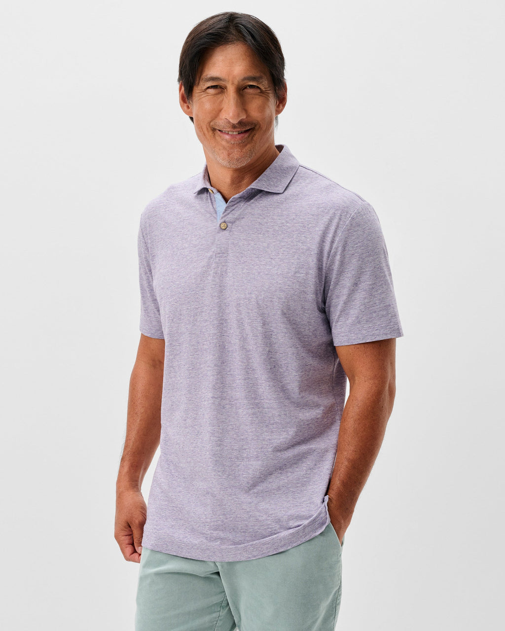 Johnnie-O Slub Cotton Blend Polo - Starnes Heathered, Bluestone