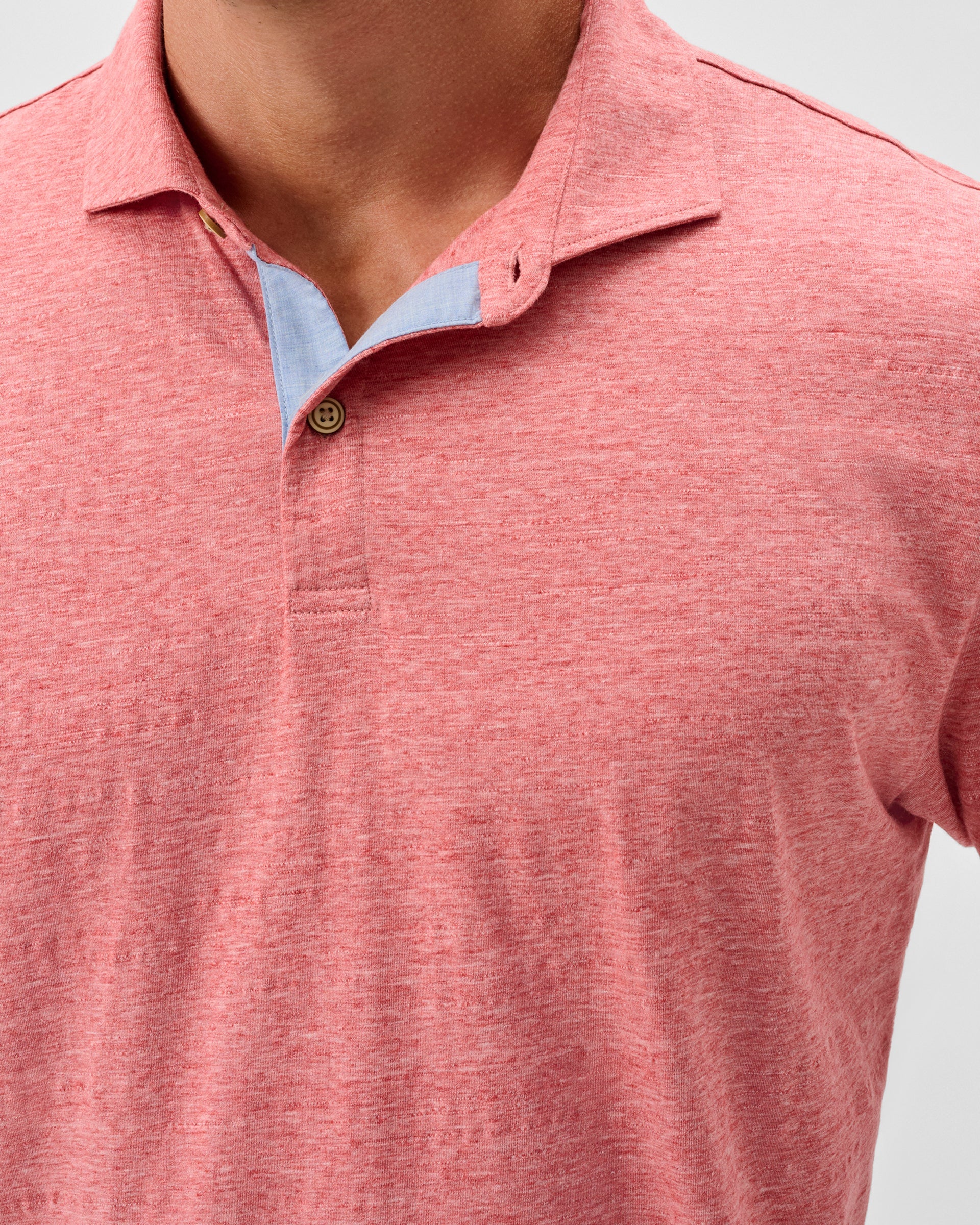 Johnnie-O Slub Cotton Blend Polo - Starnes Heathered, Slate Rose