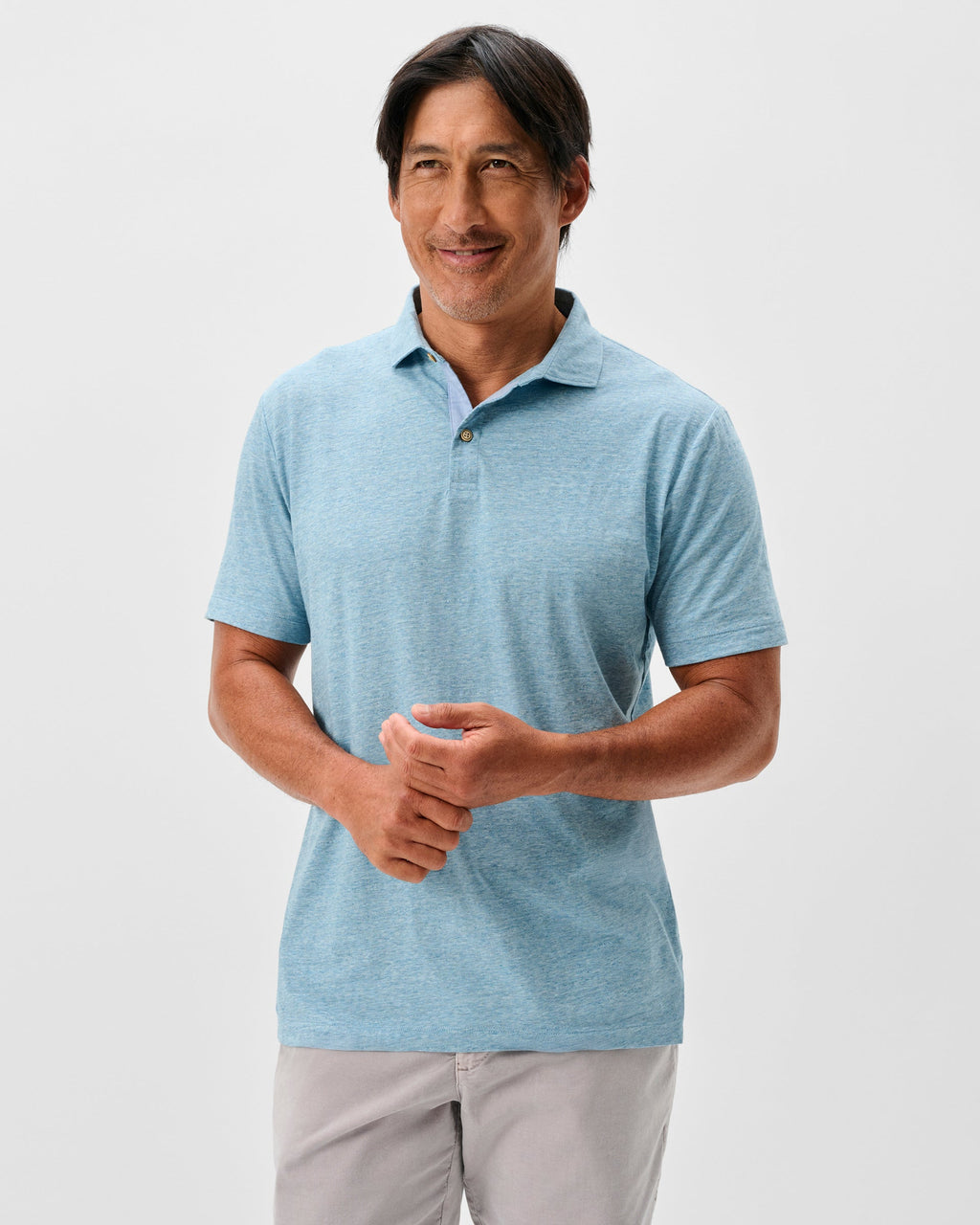 Johnnie-O Slub Cotton Blend Polo - Starnes Heathered, Tropical