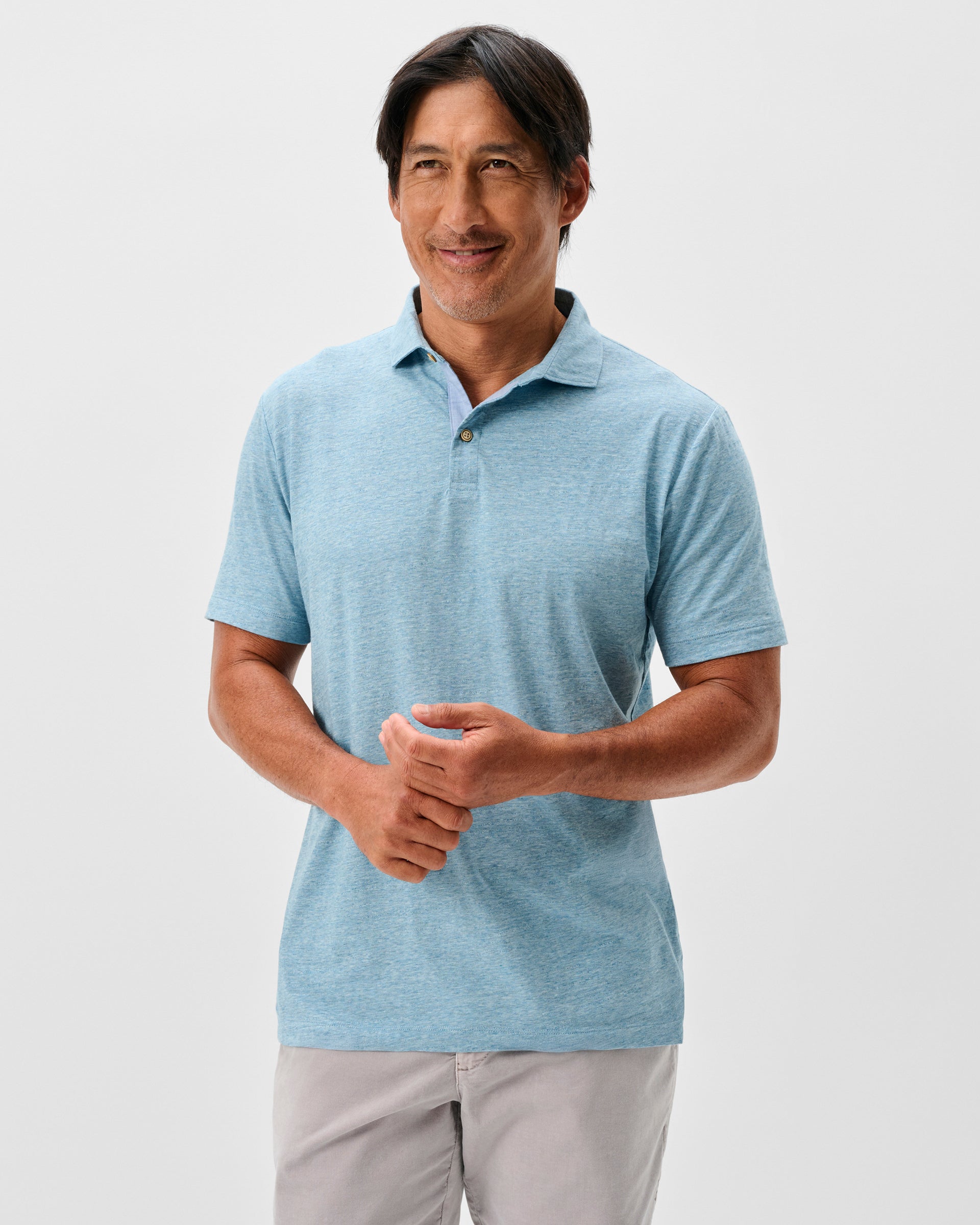 Johnnie-O Slub Cotton Blend Polo - Starnes Heathered, Tropical