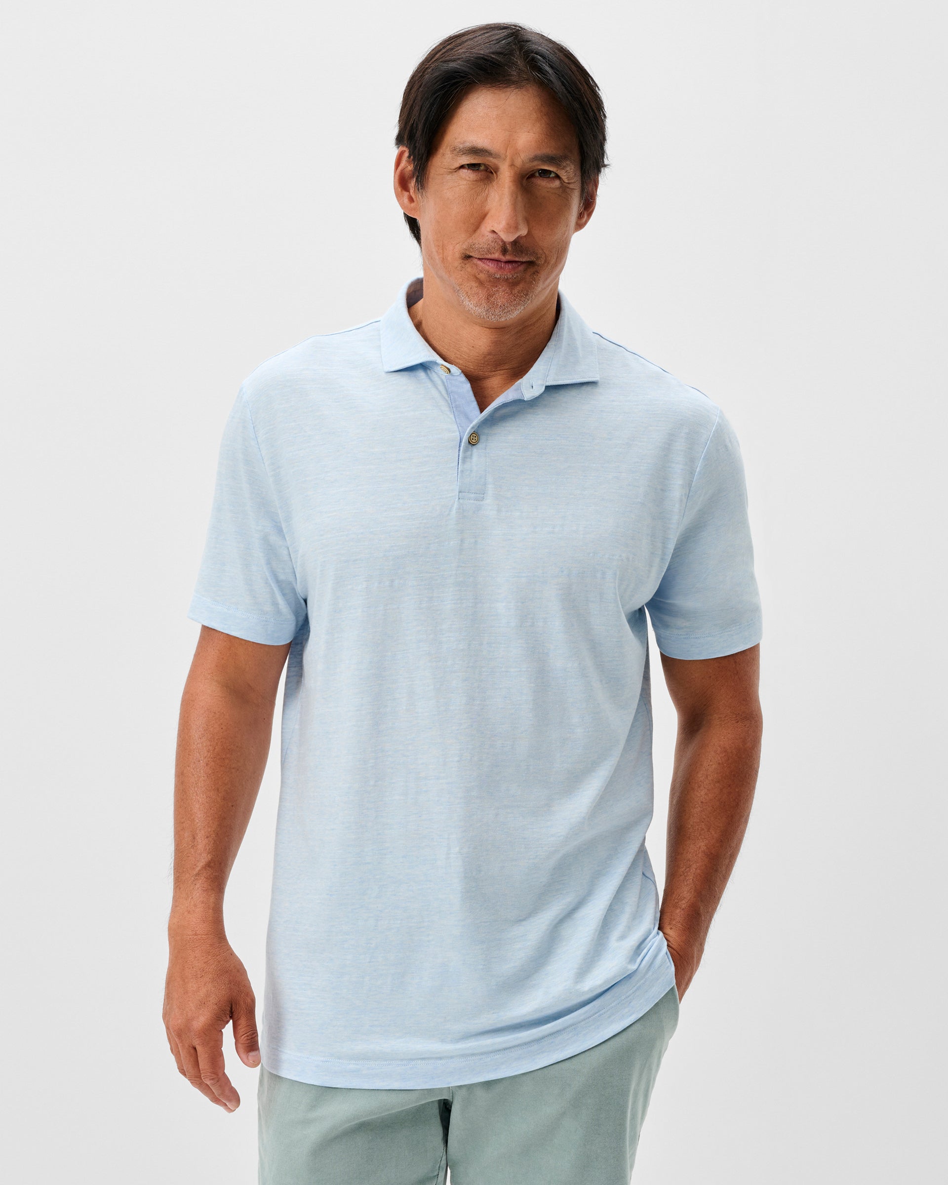 Johnnie-O Slub Cotton Blend Polo - Starnes Heathered, Zen