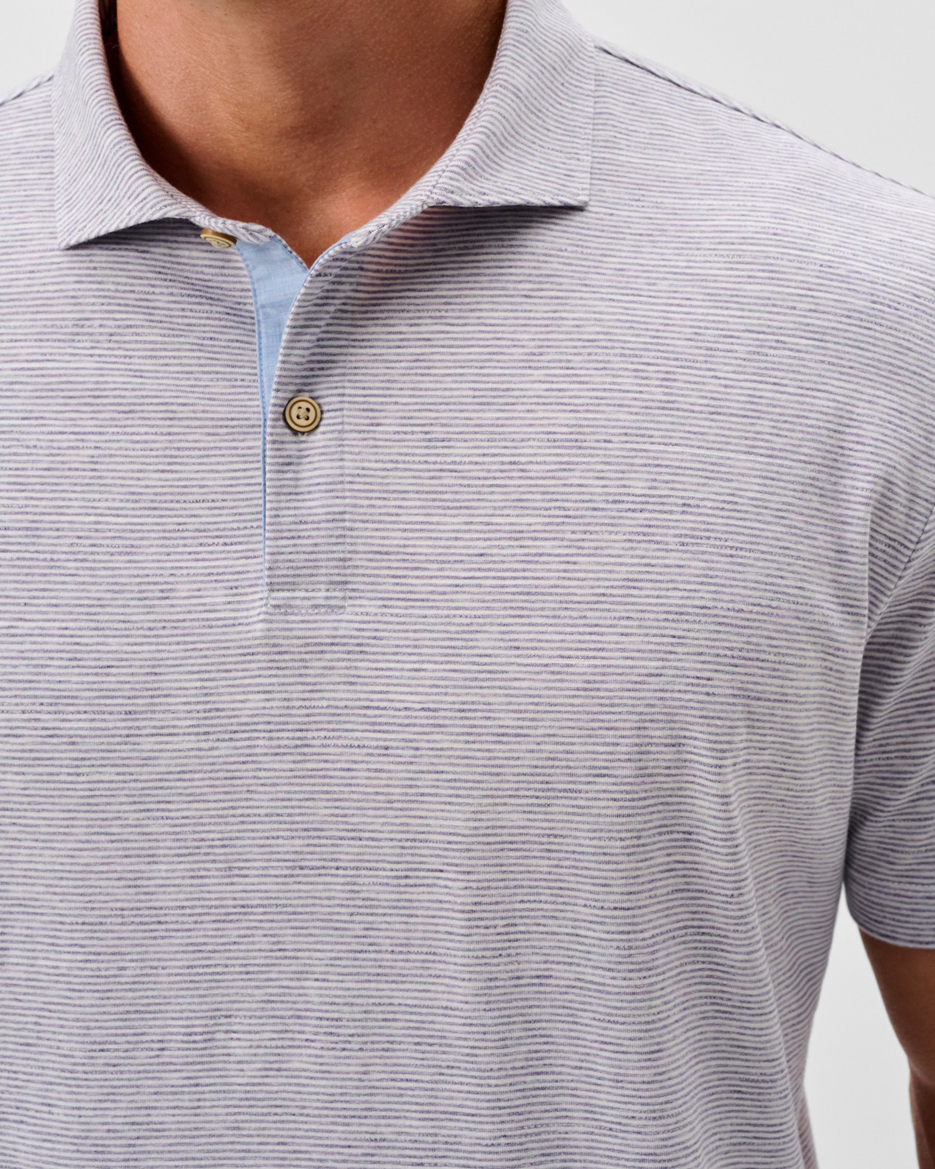 Johnnie-O Slub Cotton Blend Polo - Thatcher Stripe, Bluestone