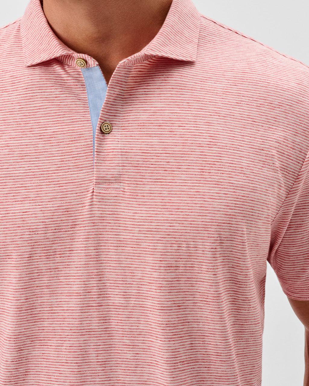 Johnnie-O Slub Cotton Blend Polo - Thatcher Stripe, Slate Rose