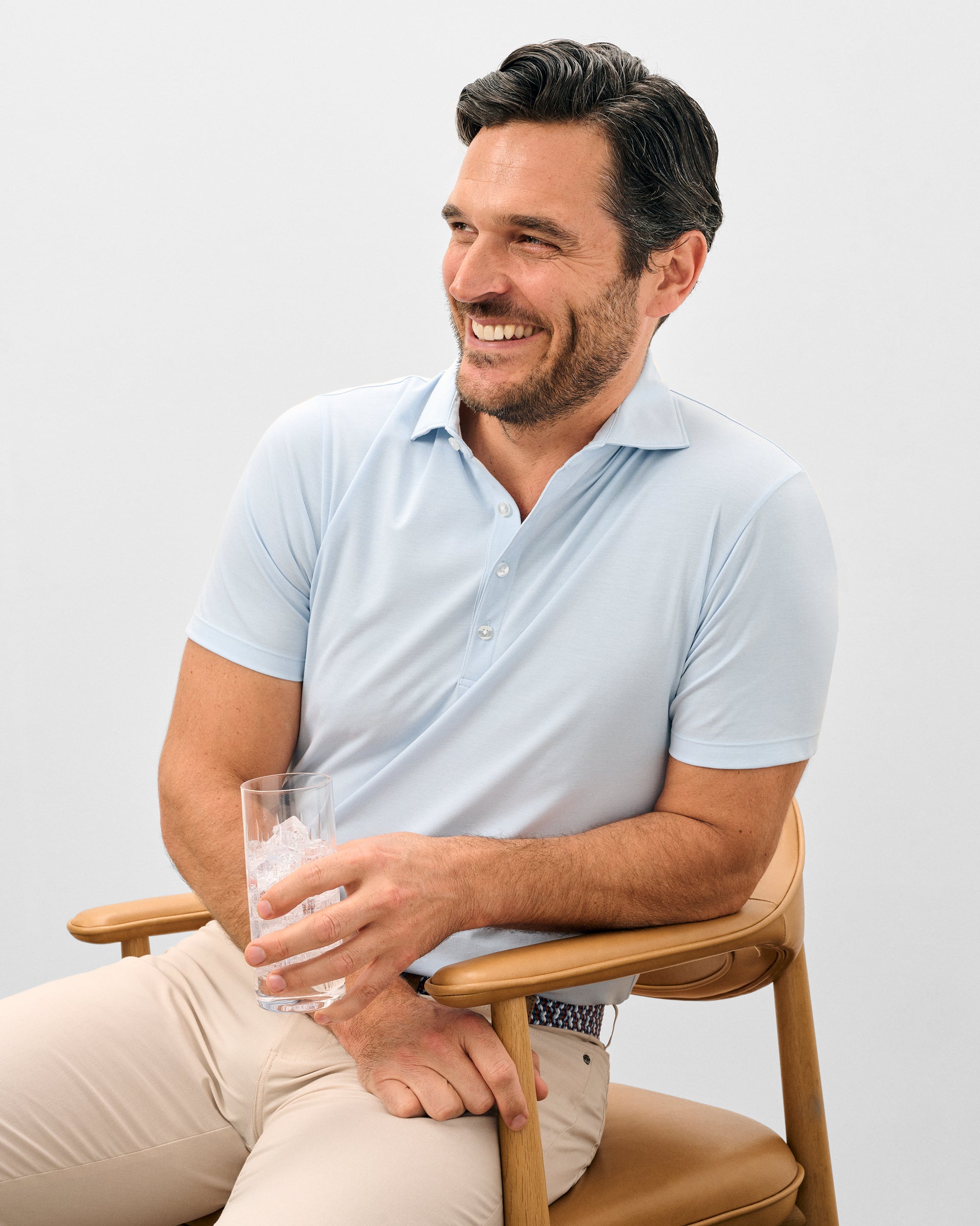 Johnnie-O Fine Pique Knit 4-Button Polo - Elba Solid, Airy Blue