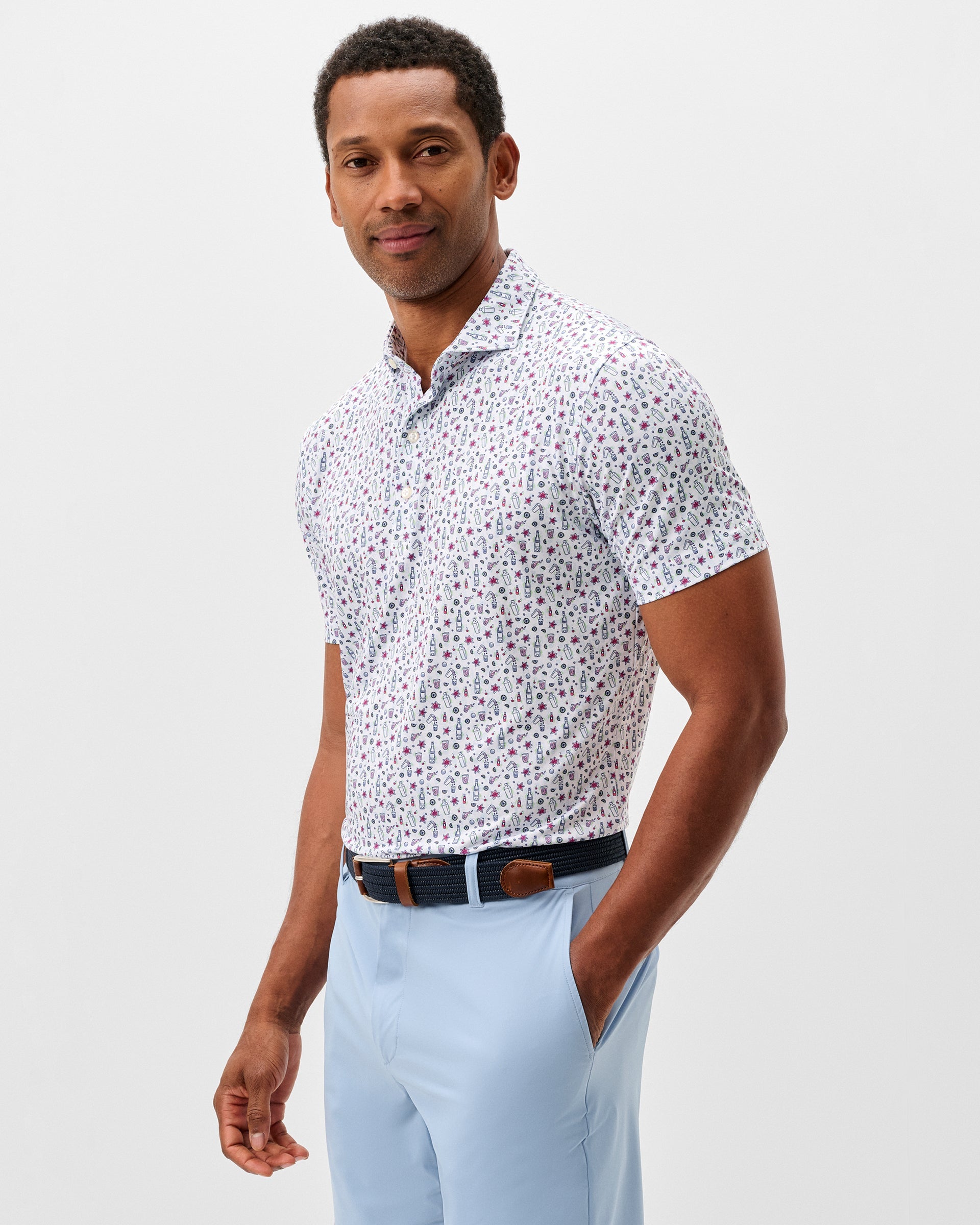 Johnnie-O Performance Jersey Polo - Petal Punch, Lake