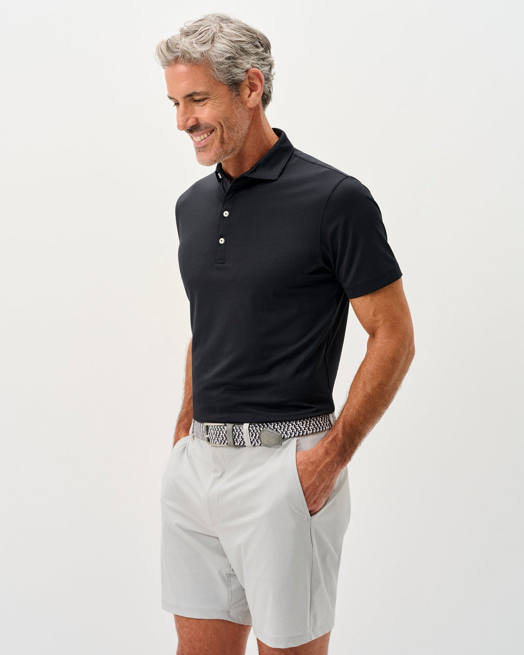 Johnnie-O Performance Jersey Polo - Birdie Solid, Black