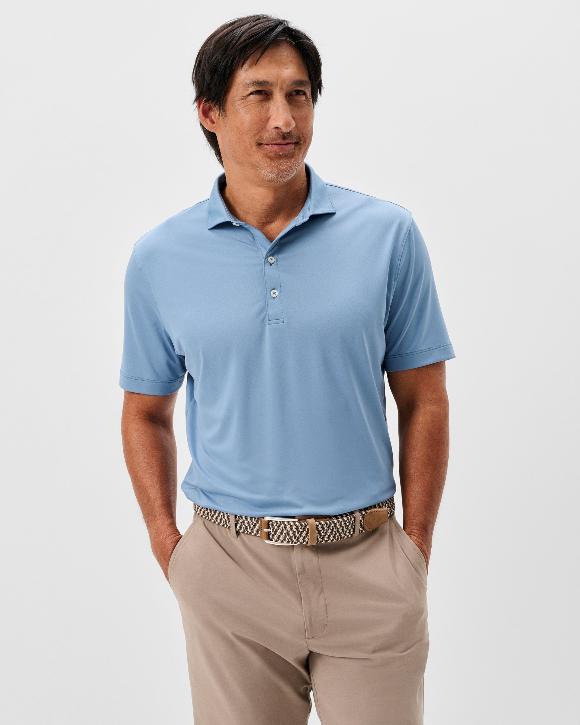 Johnnie-O Performance Jersey Polo - Birdie Solid, Carbon Fiber