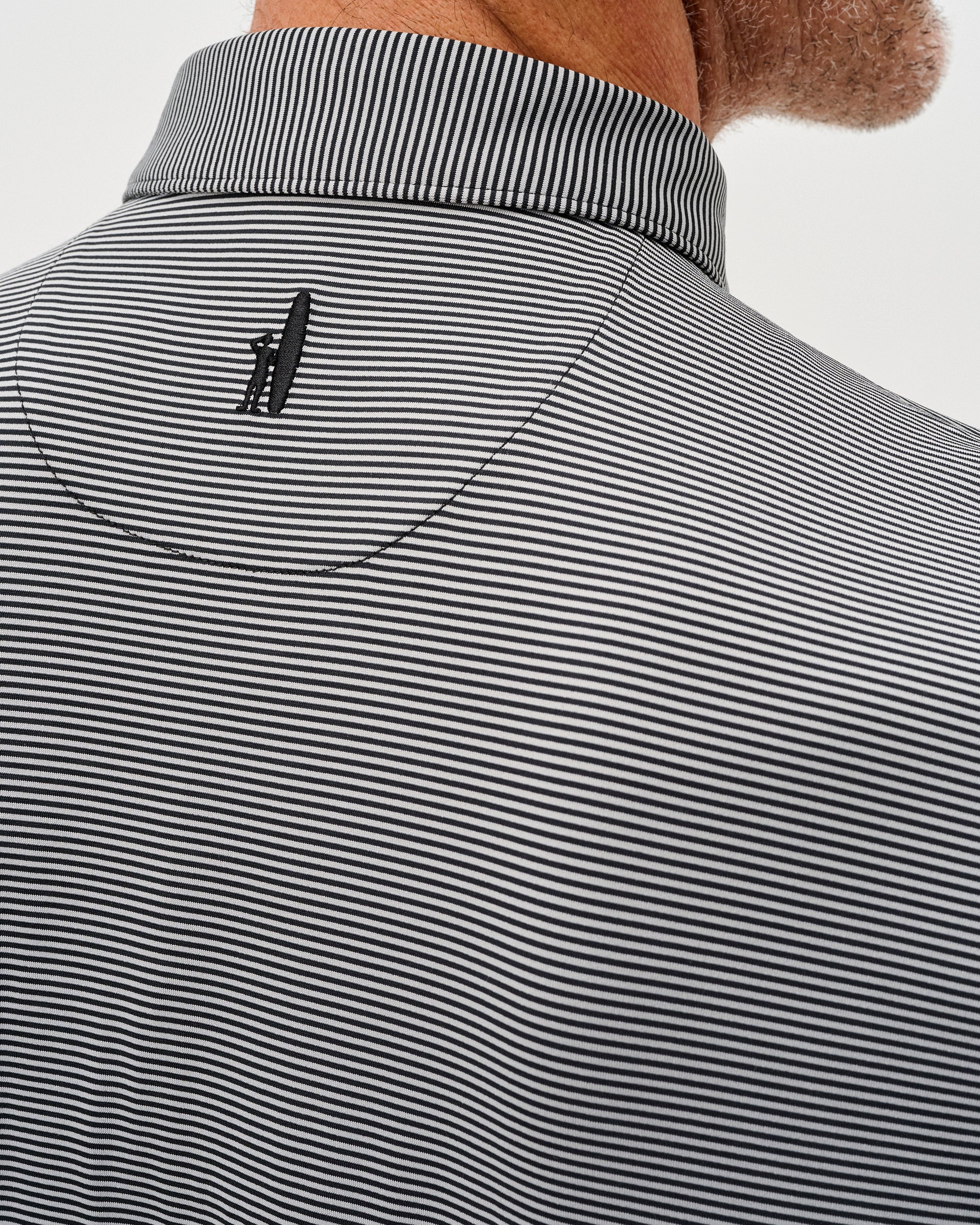Johnnie-O Performance Jersey Polo - Lyndonn Stripe, Black Seal