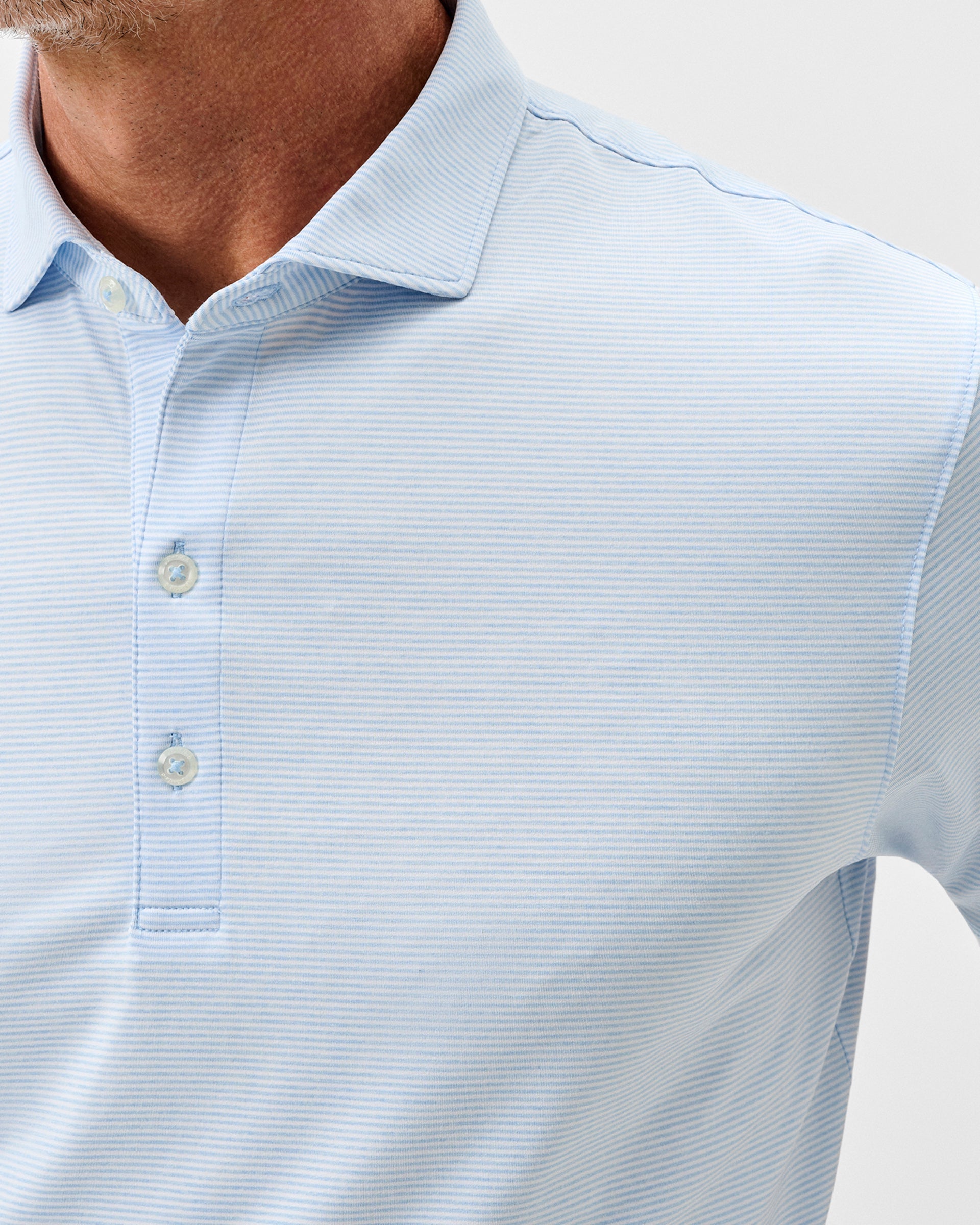 Johnnie-O Performance Jersey Polo - Lyndonn Stripe, Gulf Blue