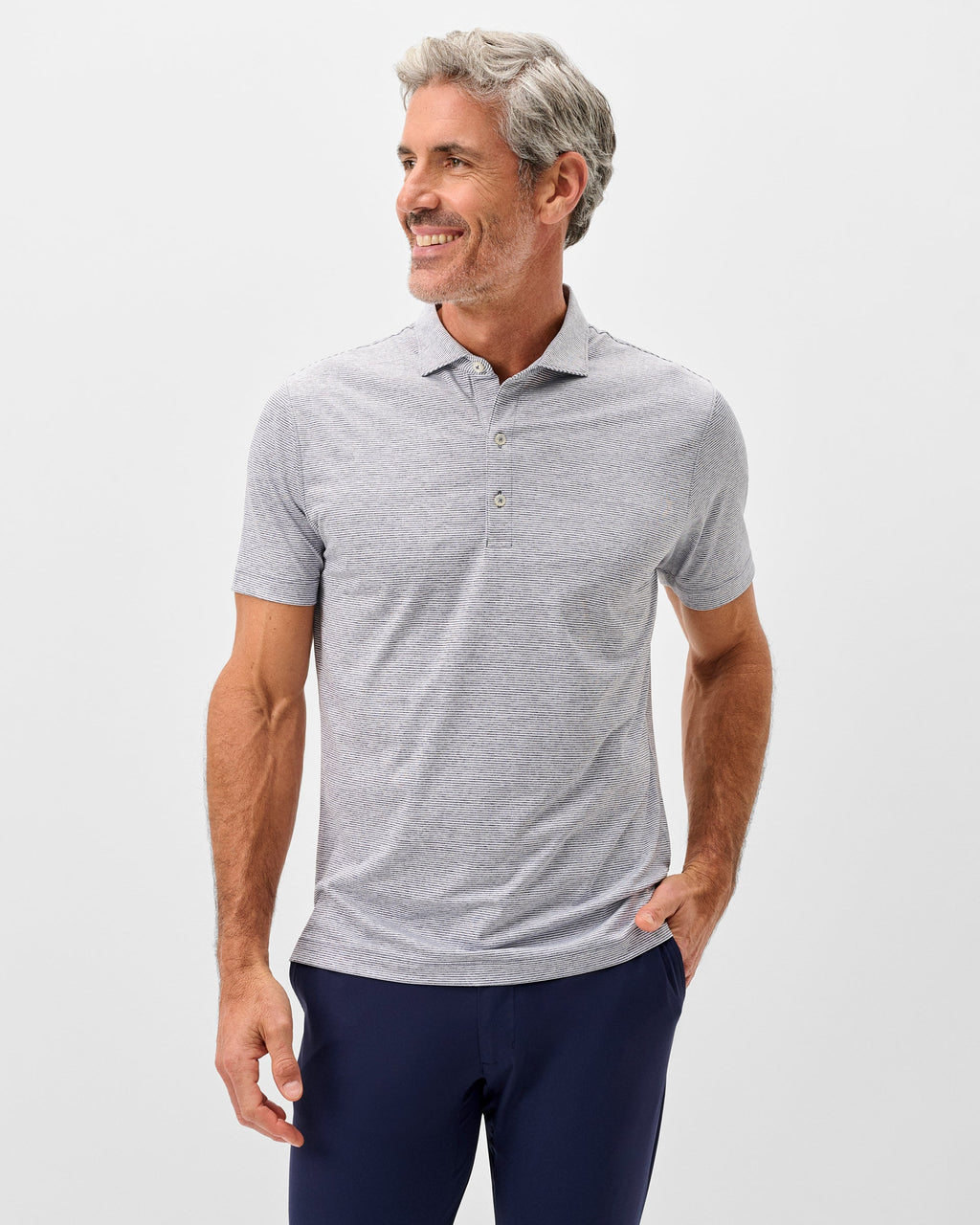 Johnnie-O Performance Jersey Polo - Lyndonn Stripe, Heather Twilight