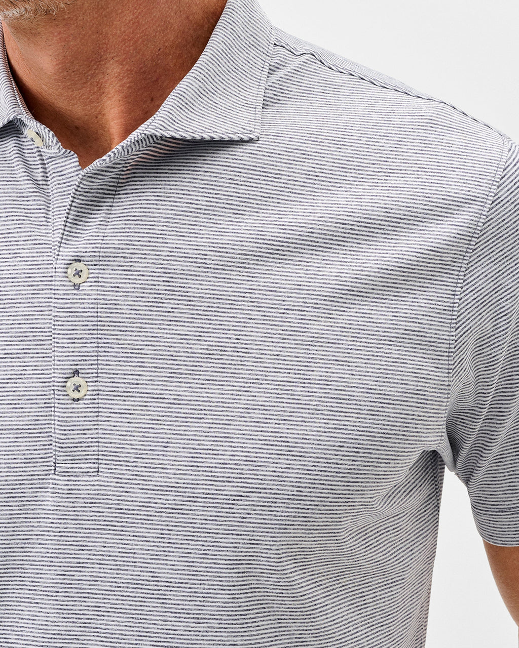 Johnnie-O Performance Jersey Polo - Lyndonn Stripe, Heather Twilight
