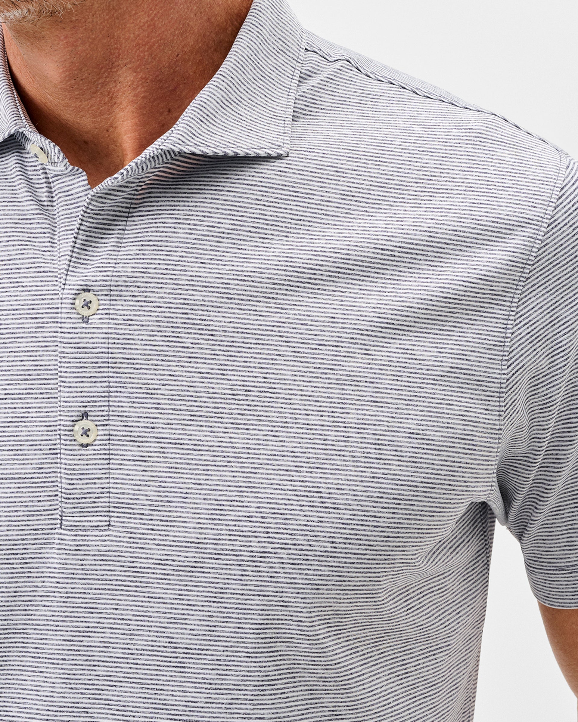 Johnnie-O Performance Jersey Polo - Lyndonn Stripe, Heather Twilight