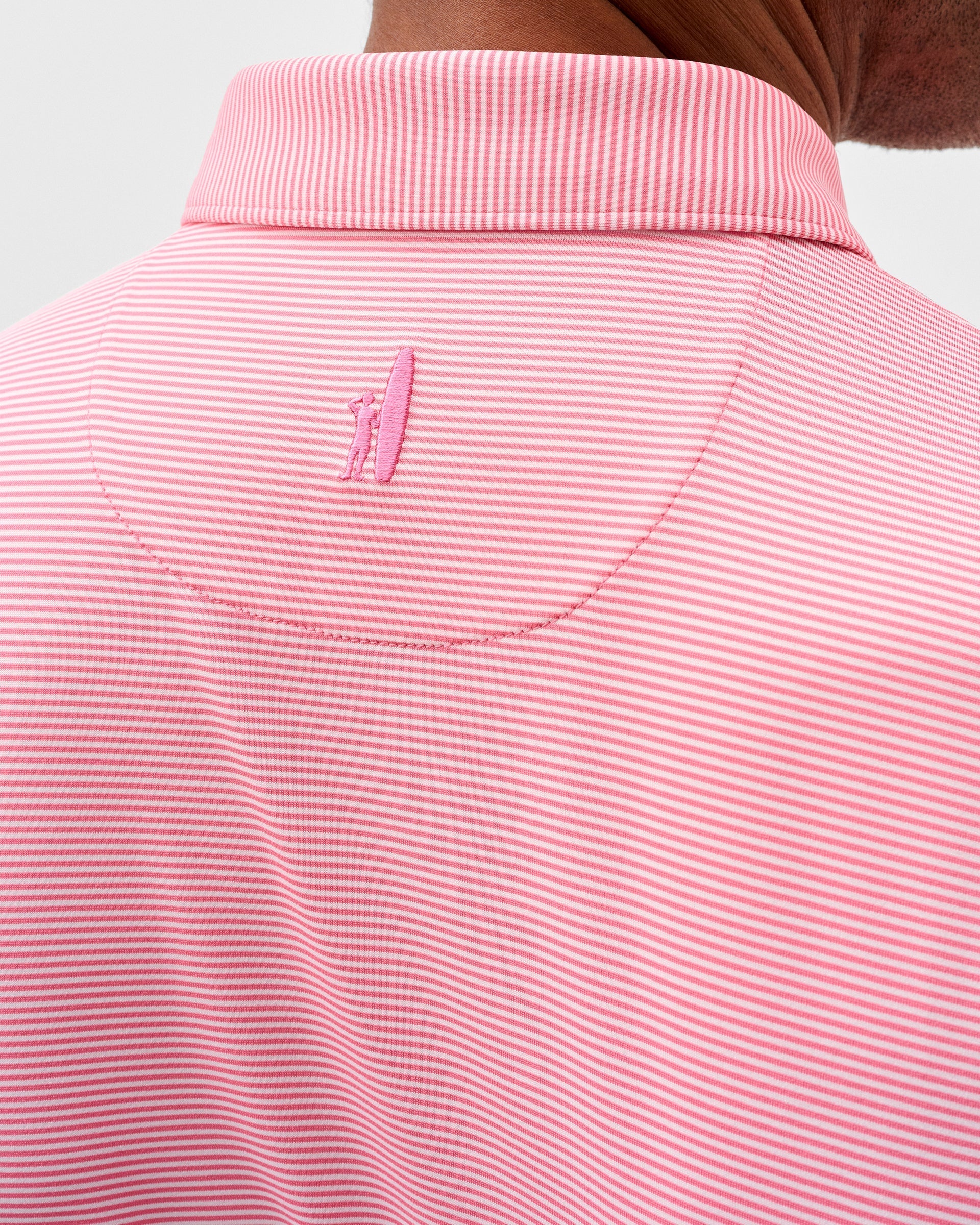 Johnnie-O Performance Jersey Polo - Lyndonn Stripe, Pink Lemonade