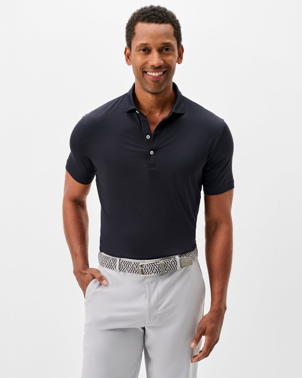 Johnnie-O Performance Featherweight Polo - Solid, Black