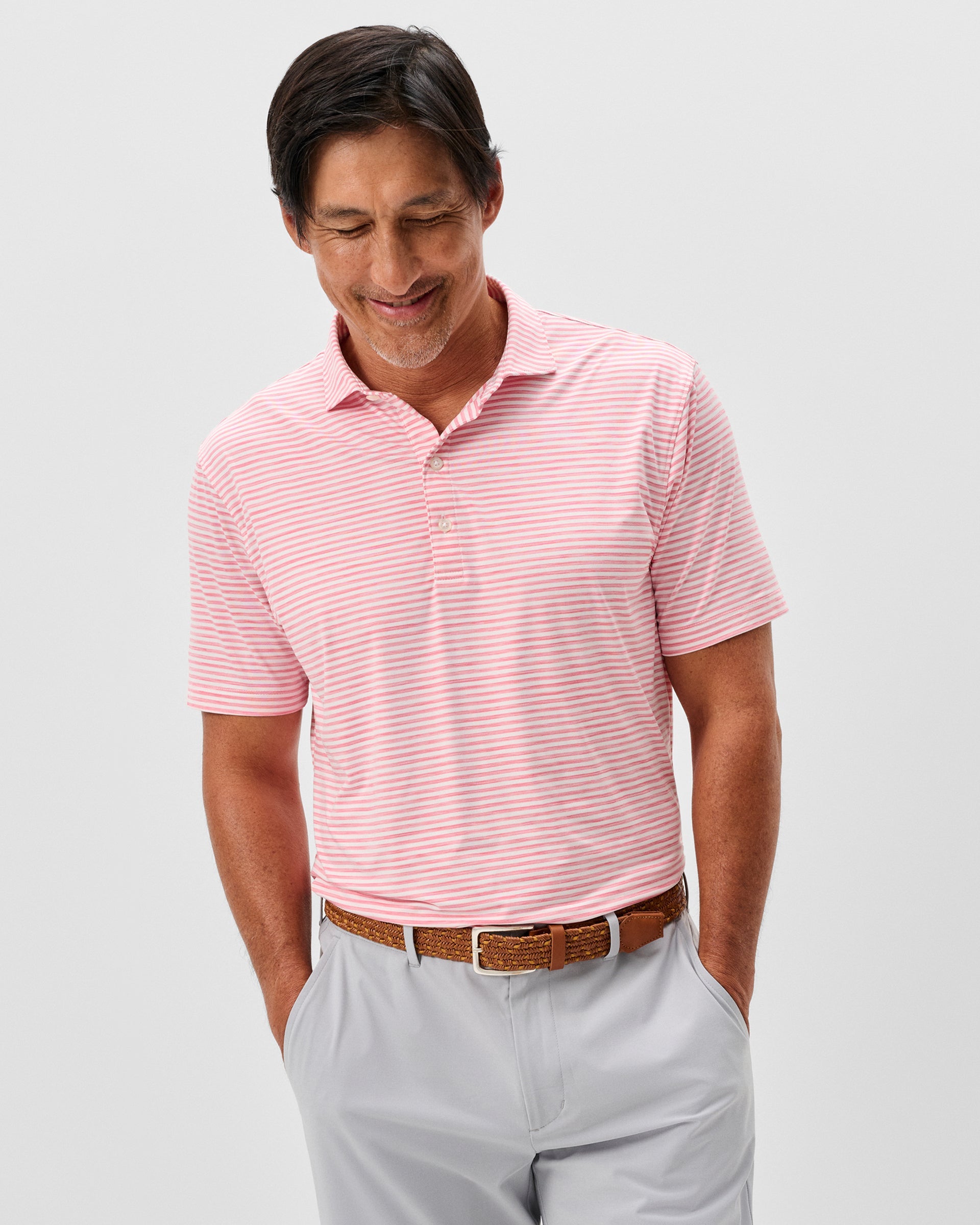 Johnnie-O Featherweight Performance Polo - Seymour, Pink Lemonade