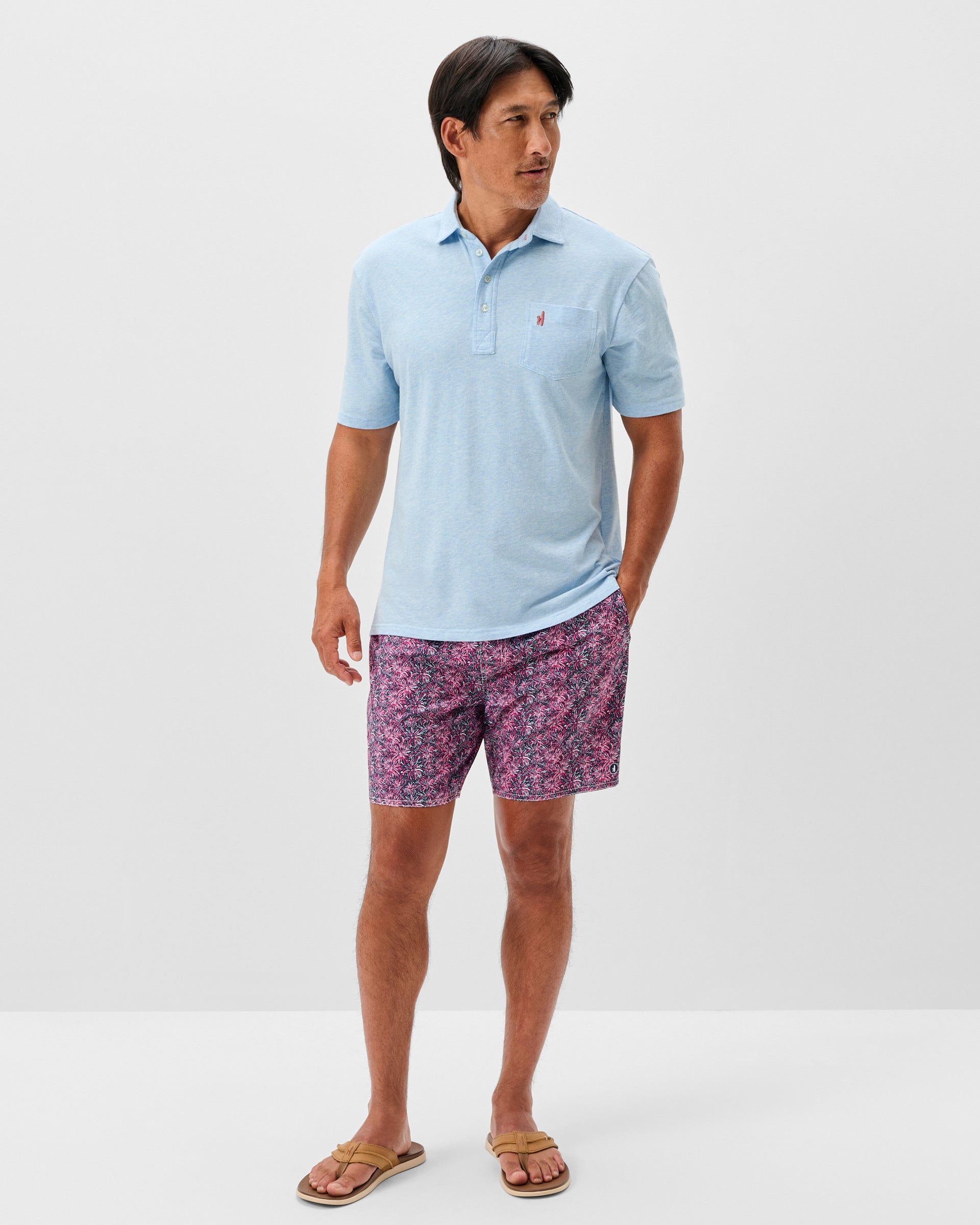 Johnnie-O Original 4-Button Polo - Heather Solid, Cloud Blue
