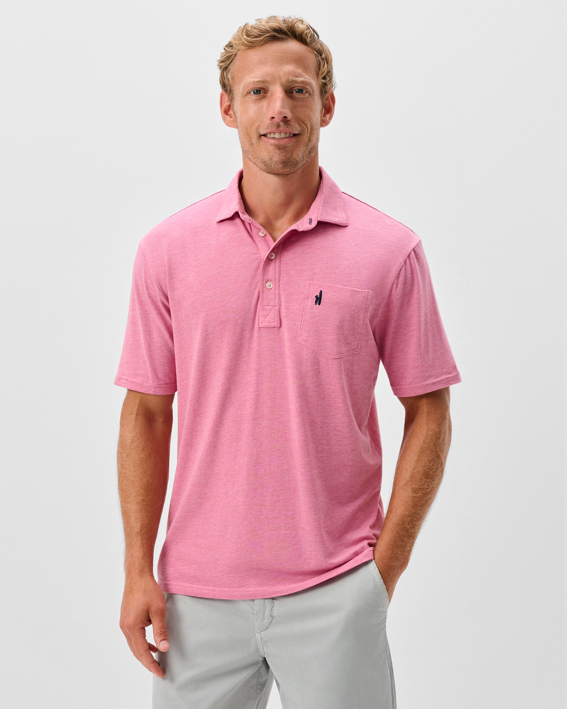 Johnnie-O Original 4-Button Polo - Heather Solid, Rosewater