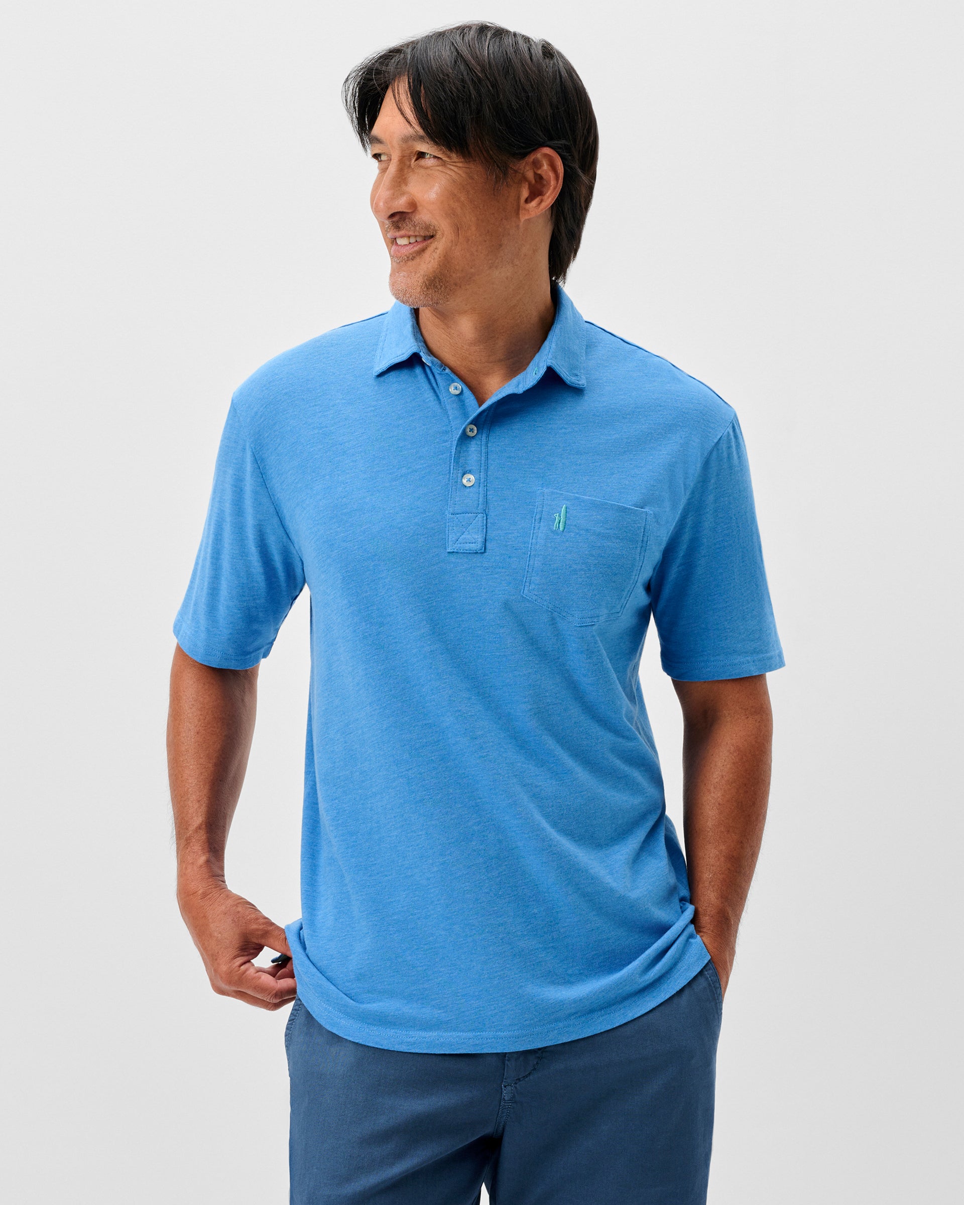 Johnnie-O Original 4-Button Polo - Heather Solid, Venice Blue