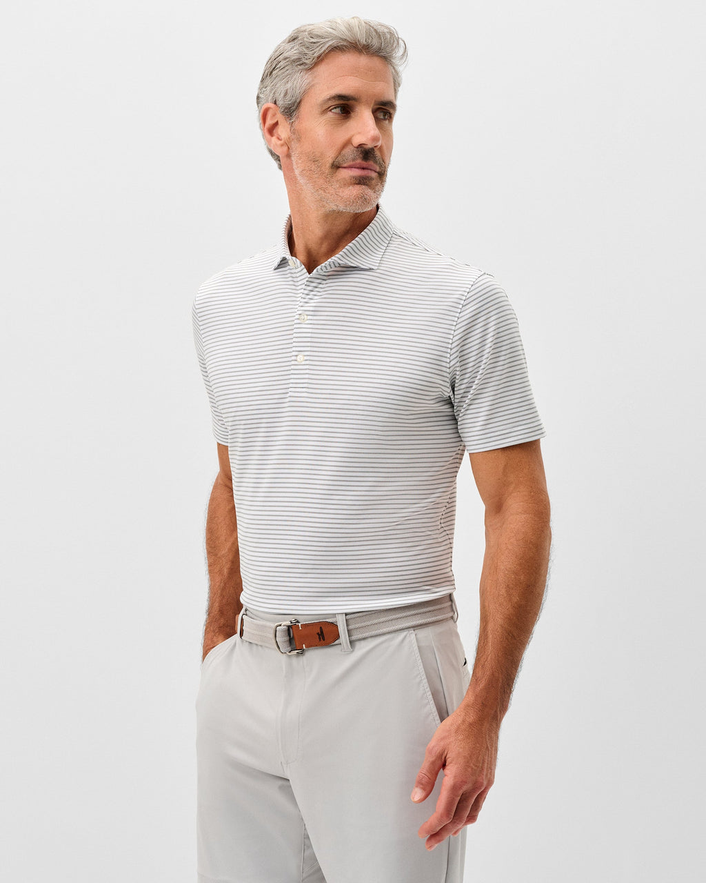 Johnnie-O Performance Jersey Polo - Michael Stripe, Azalea