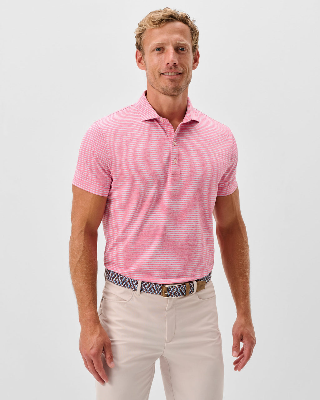 Johnnie-O Performance Jersey Polo - Michael Stripe, Punch