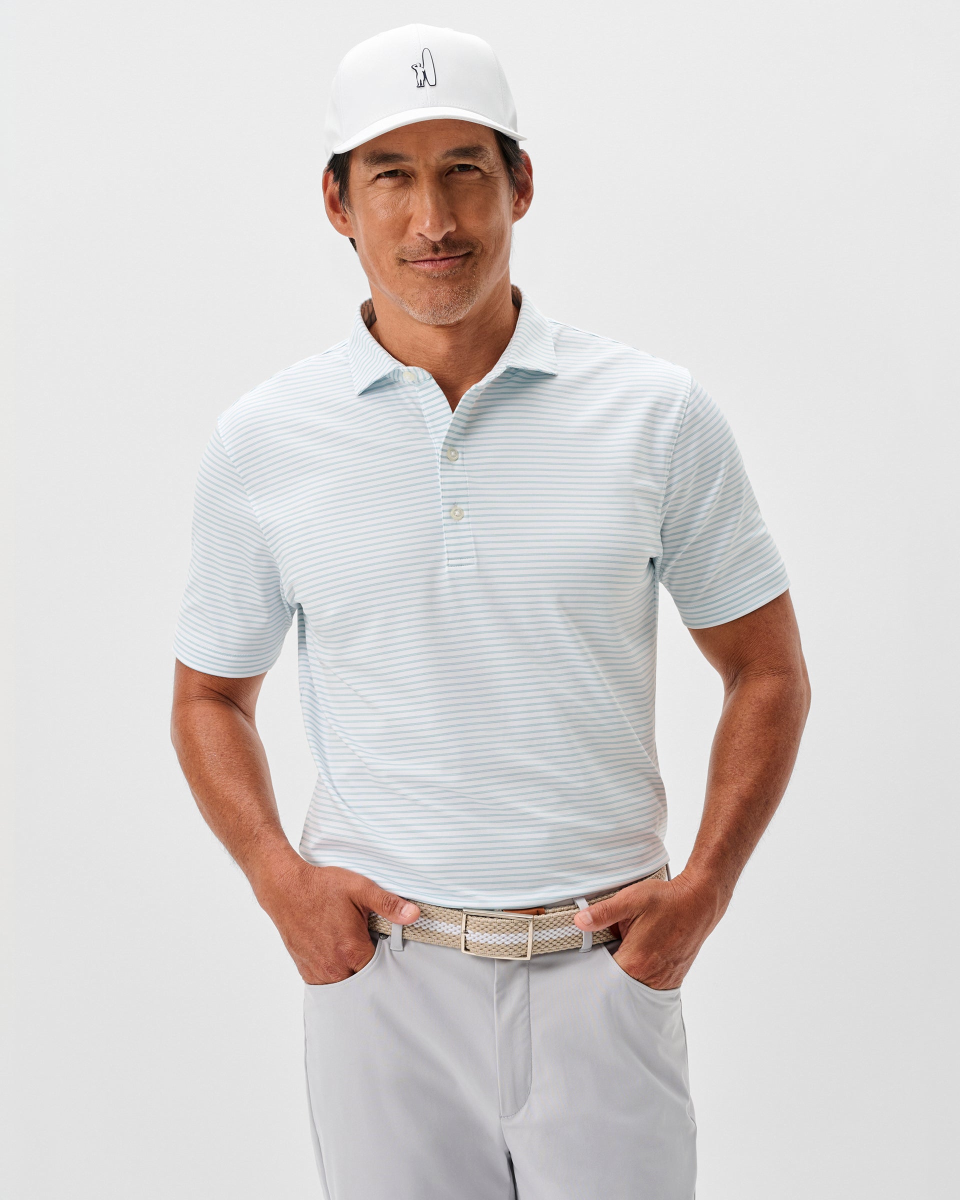 Johnnie-O Performance Jersey Polo - Michael Stripe, Tropical