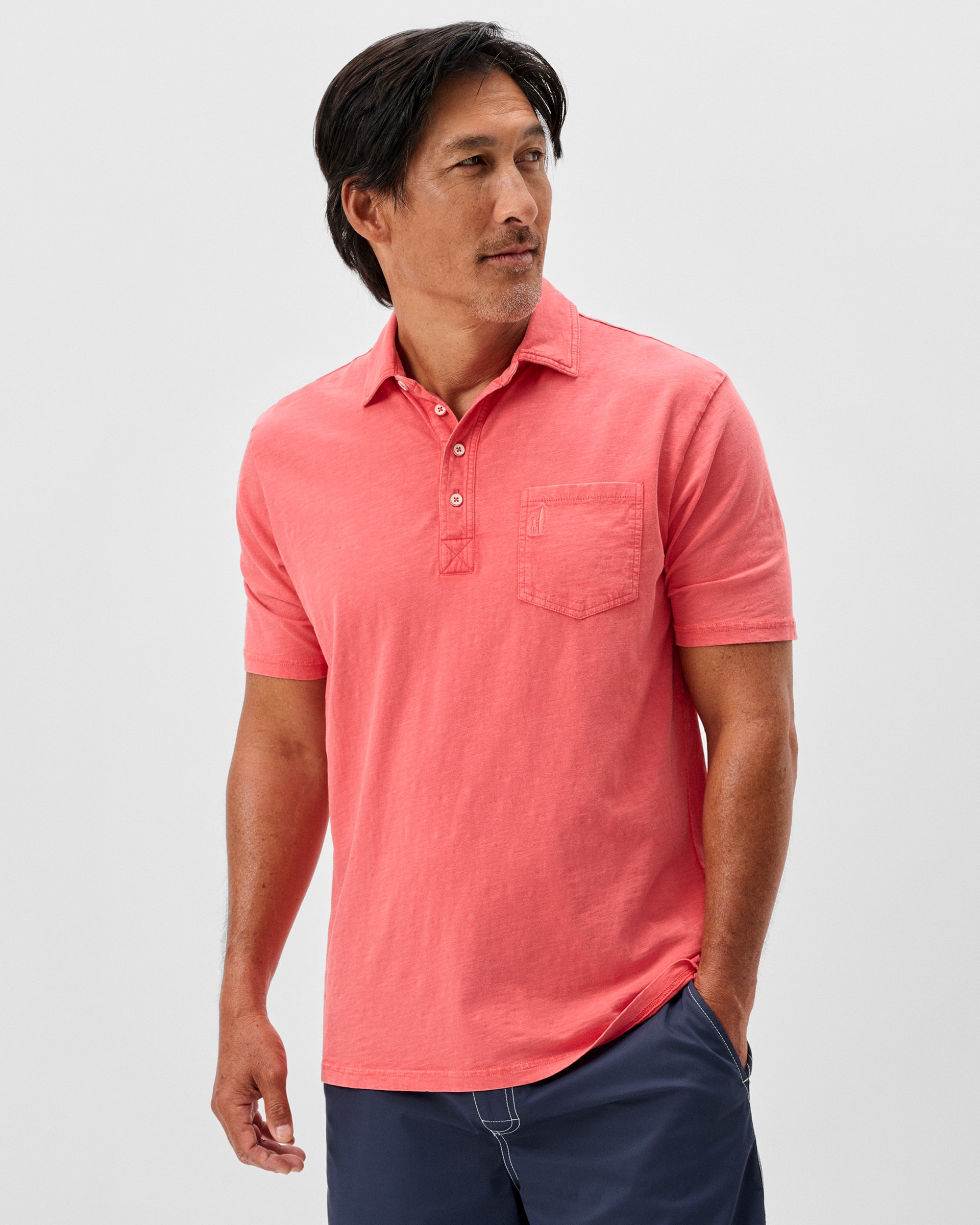 Johnnie-O Original 4-Button Polo - Coastal Wash, Cranberry