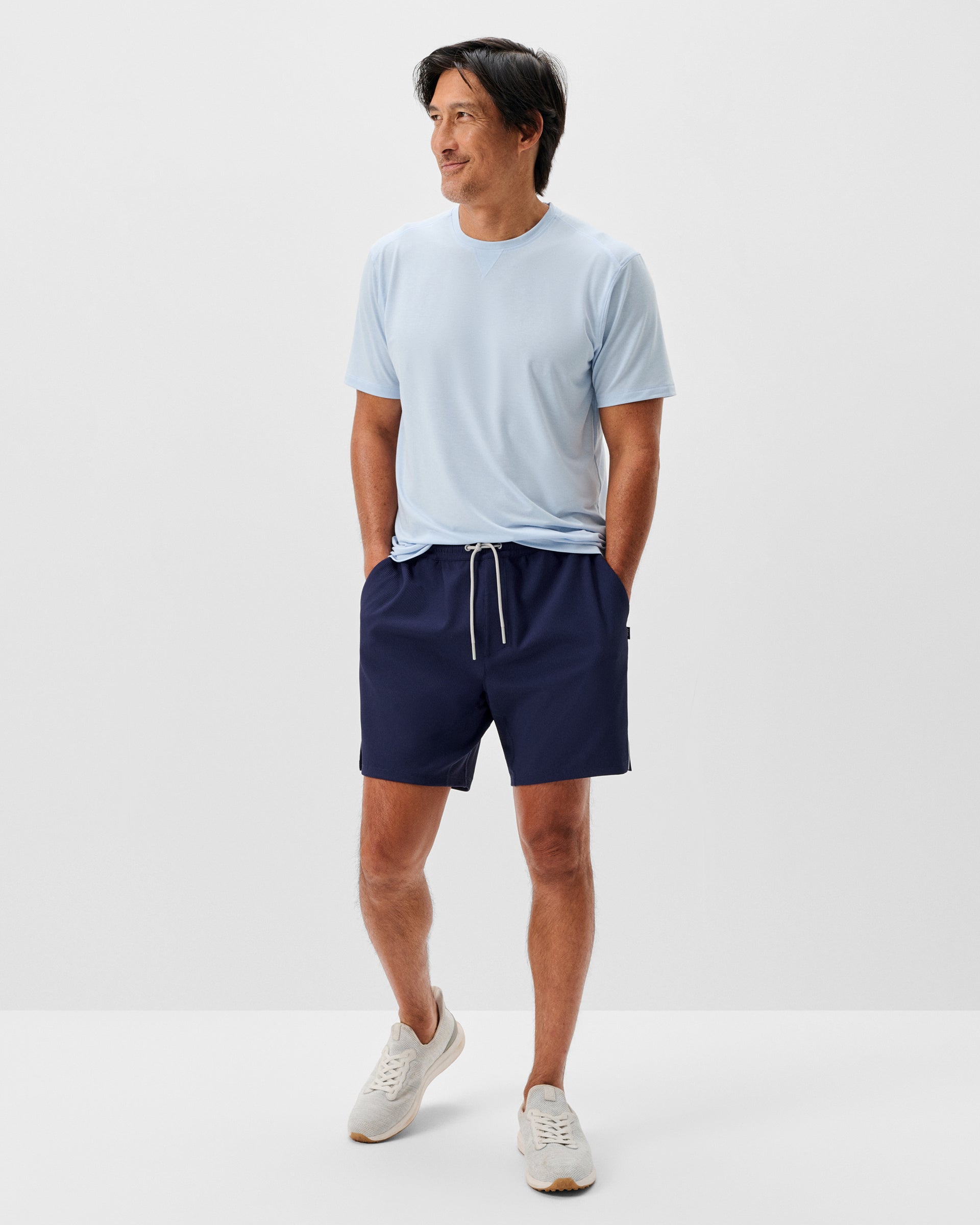 Johnnie-O Jumpin Ribbed Knit Performance Shorts, Navy