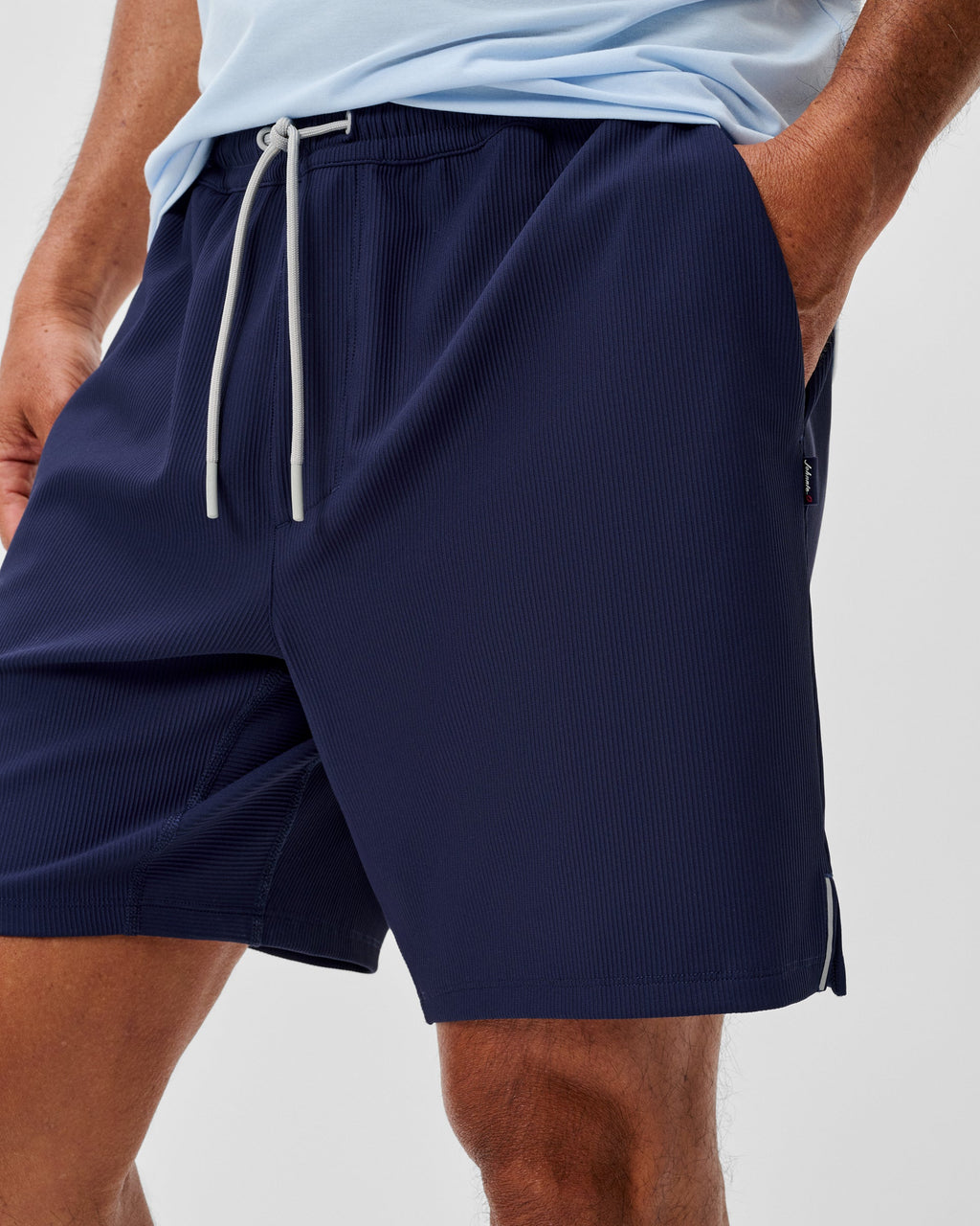 Johnnie-O Jumpin Ribbed Knit Performance Shorts, Navy