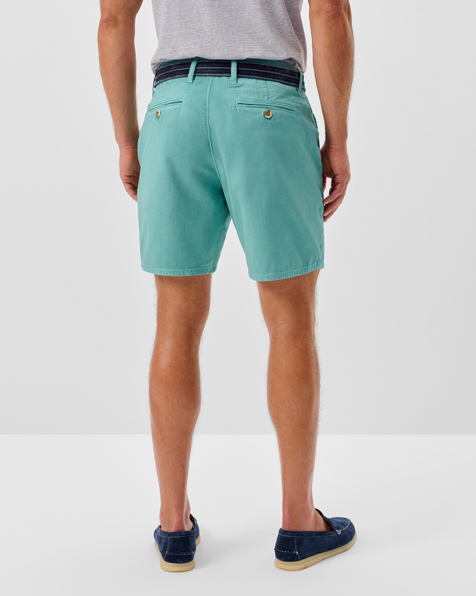 Johnnie-O Nassau Cotton Blend Shorts - 7" Inseam, Green Grass