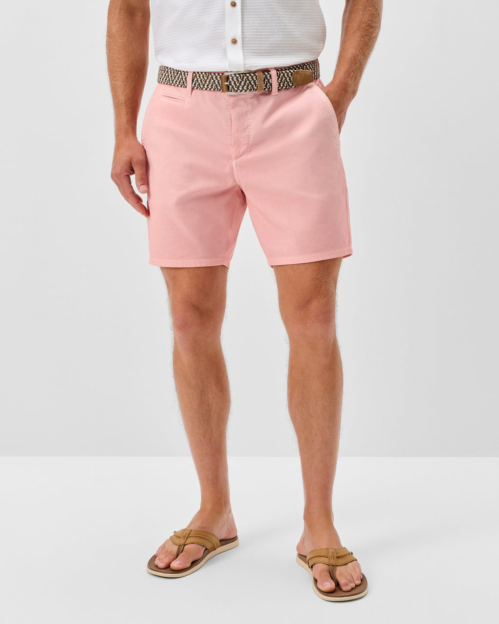 Johnnie-O Nassau Cotton Blend Shorts - 7" Inseam, Salmon