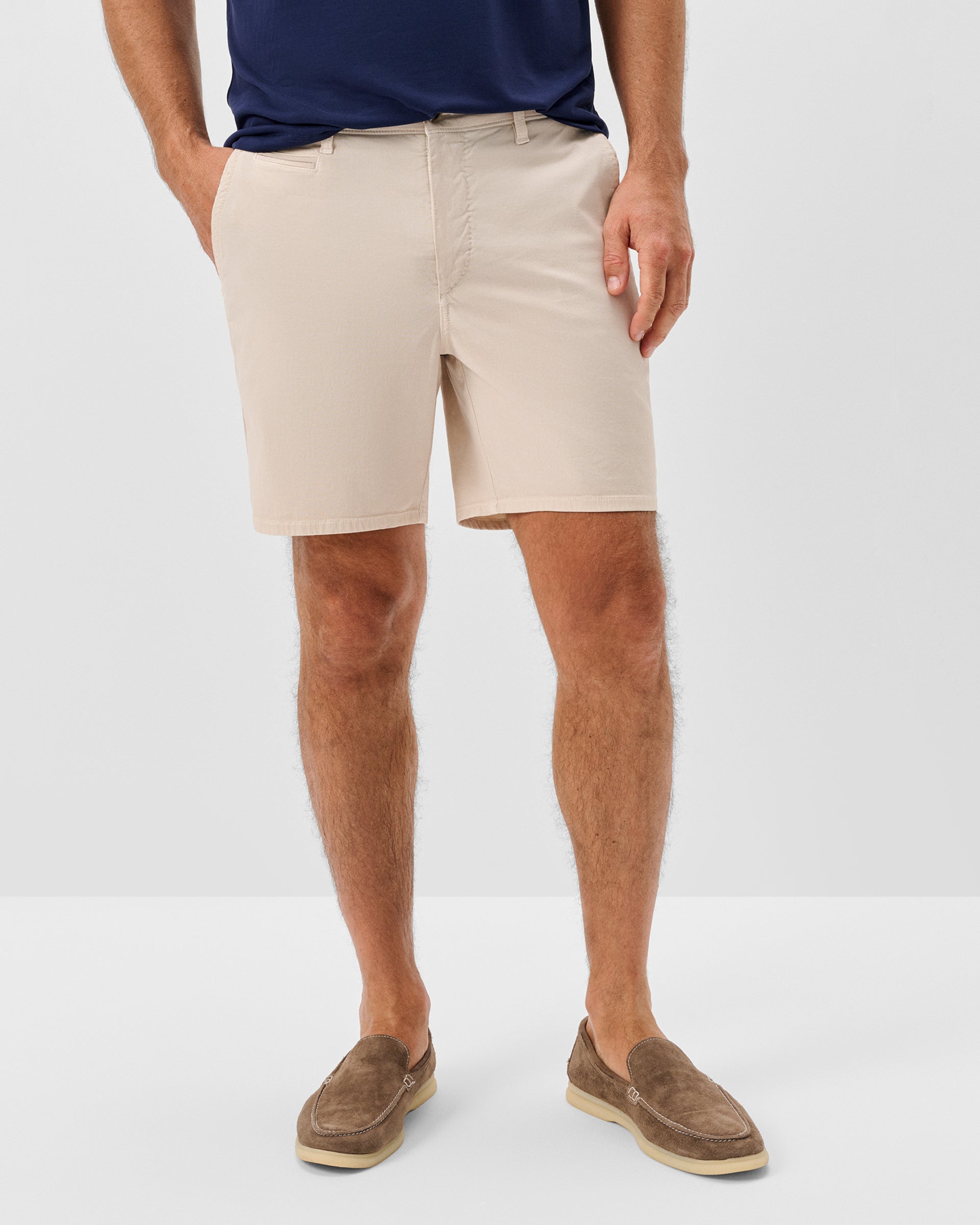 Johnnie-O Nassau Cotton Blend Shorts - 7" Inseam, Stone